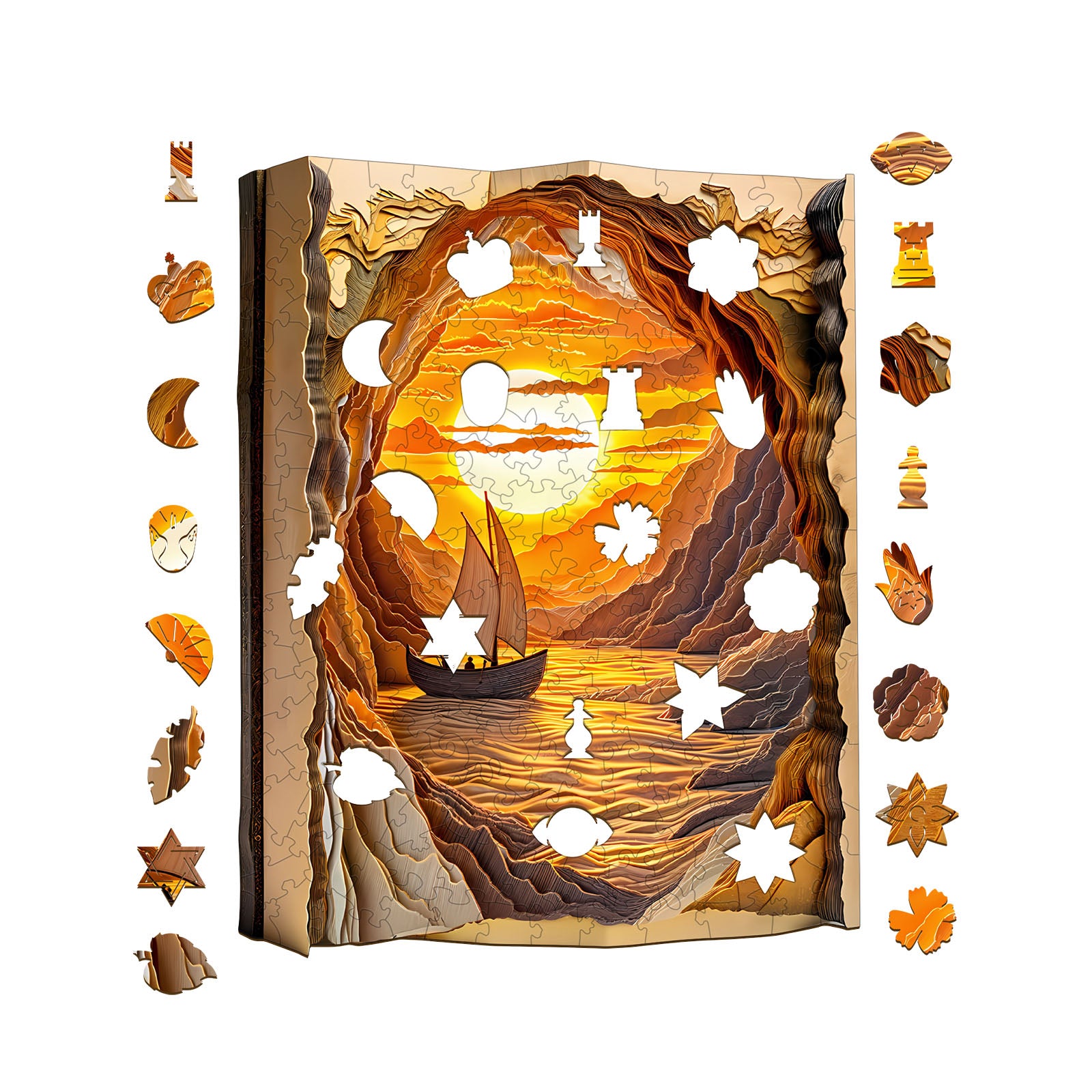 Sunset Sailing Wood Puzzle Nautical Ocean Artwork - Aeekdook