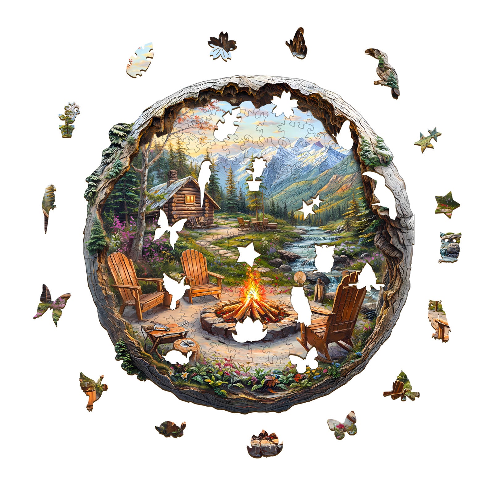 Outdoor Bonfire Wood Puzzle Camping & Nature Art - Aeekdook