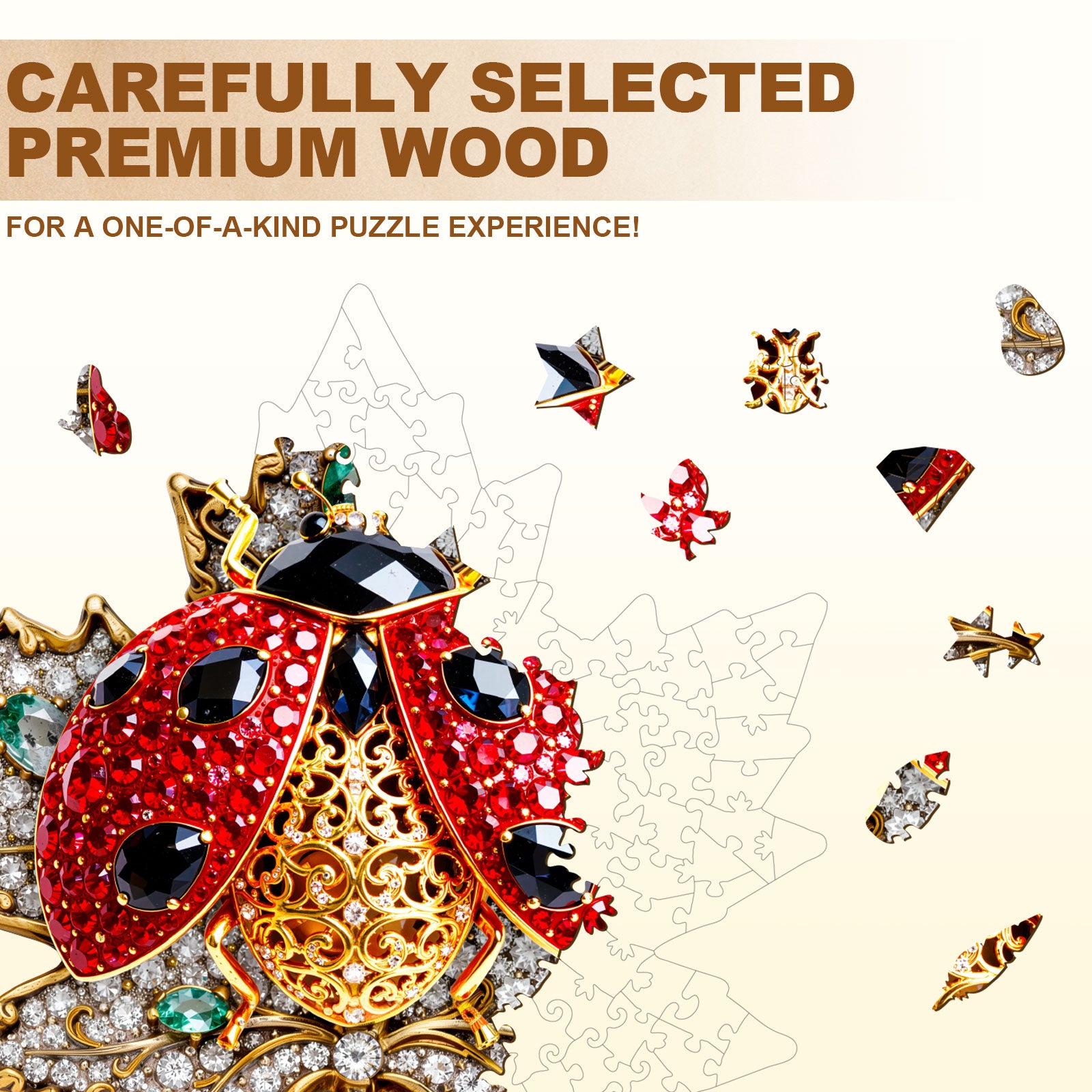 Gem Ladybug Wood Puzzles for Adults - Aeekdook