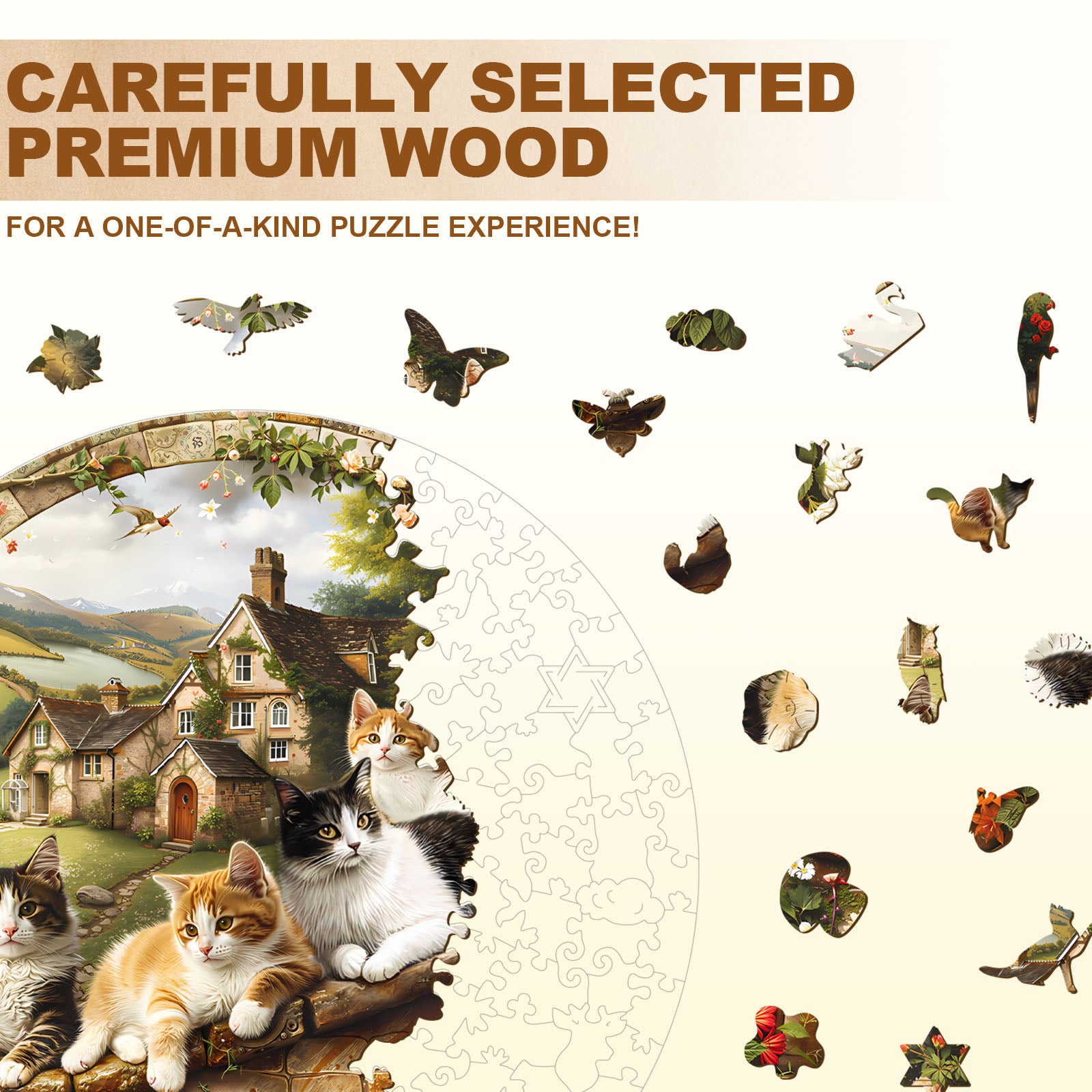 Kitten Manor Wooden Jigsaw Puzzles for Adults - Aeekdook