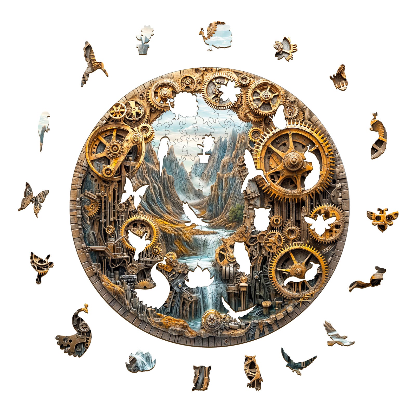 City of Machinery Wood Puzzle Steampunk Industrial - Aeekdook