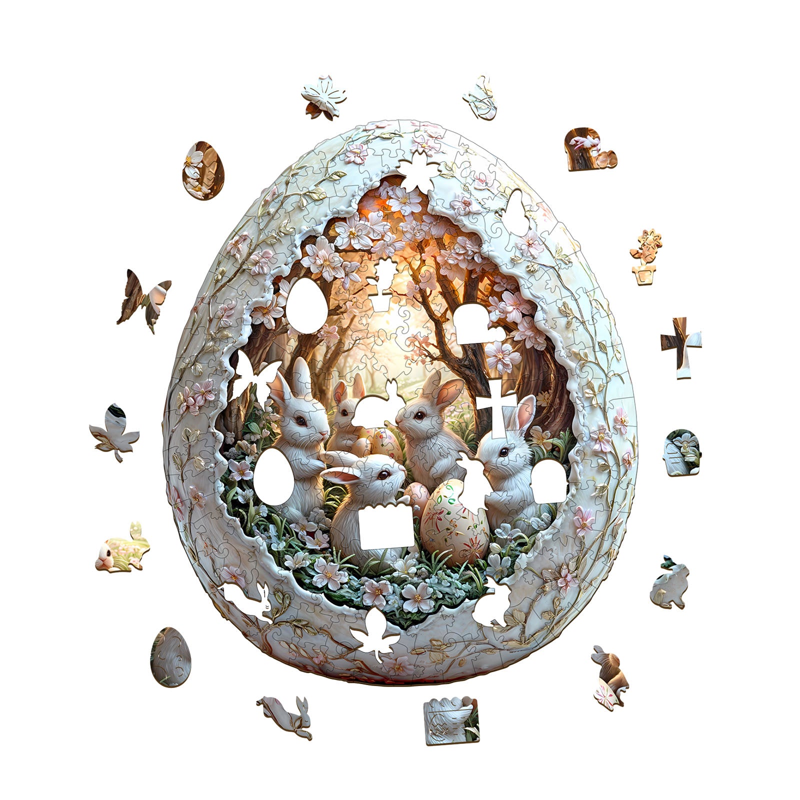 Eggshell World Wood Puzzle Surreal Miniature Art - Aeekdook