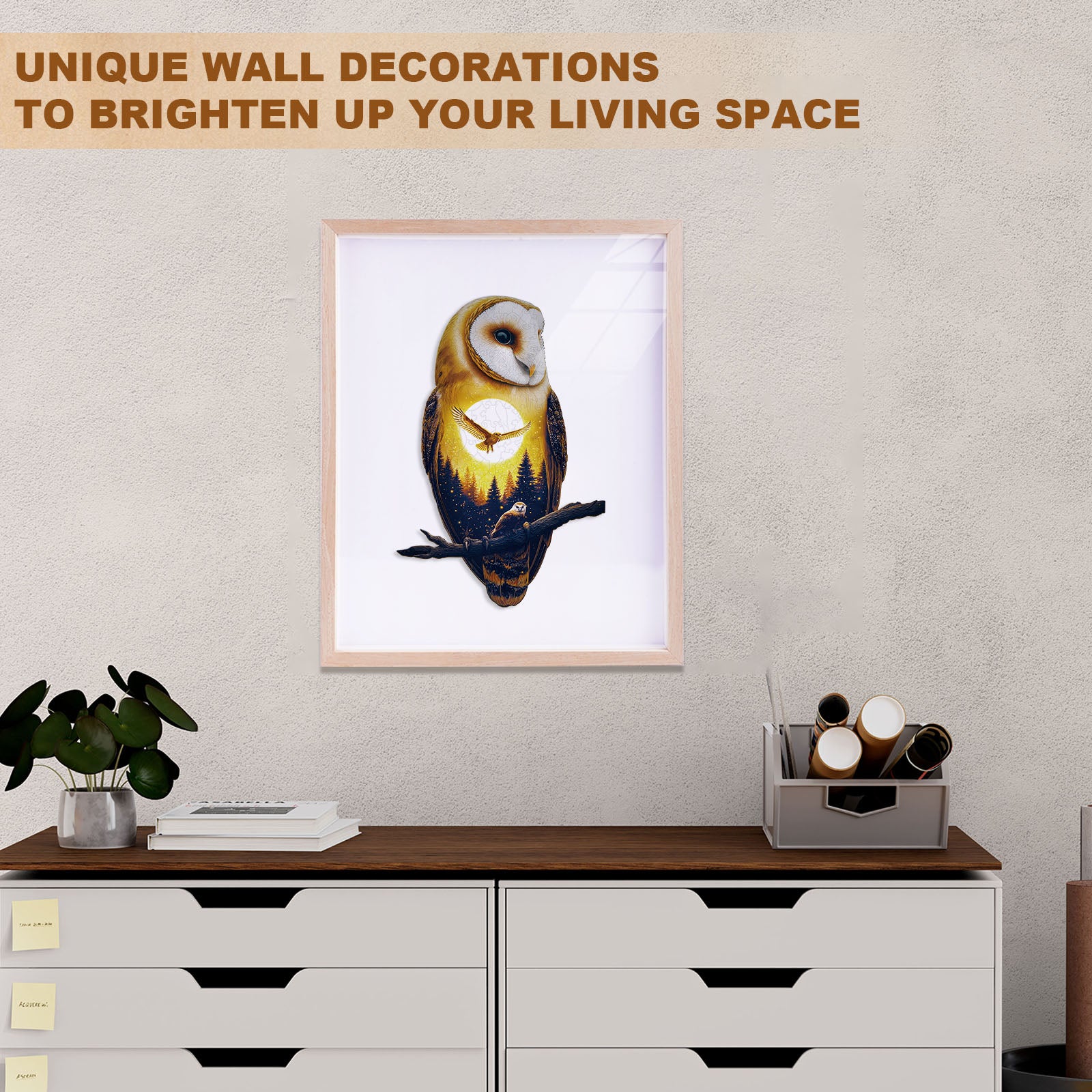 Moonlight Snow Owl Wooden Jigsaw Puzzles for Adults - Aeekdook