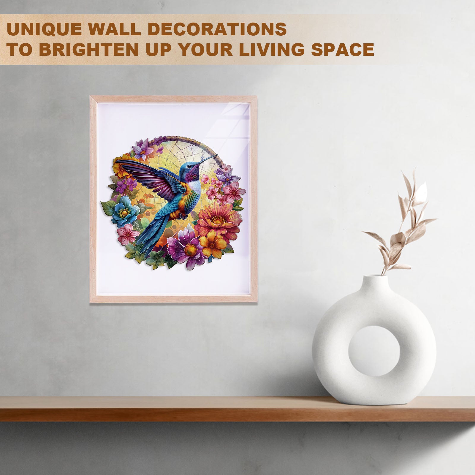 Dreamcatcher Hummingbird Wooden Jigsaw Puzzles for Adults - Aeekdook