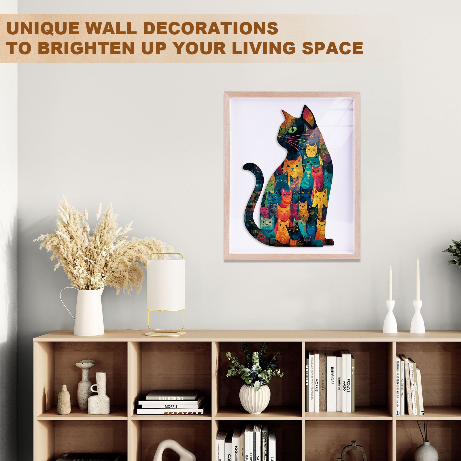 Colorful Patchwork Cat Wooden Jigsaw Puzzles for Adults - Aeekdook