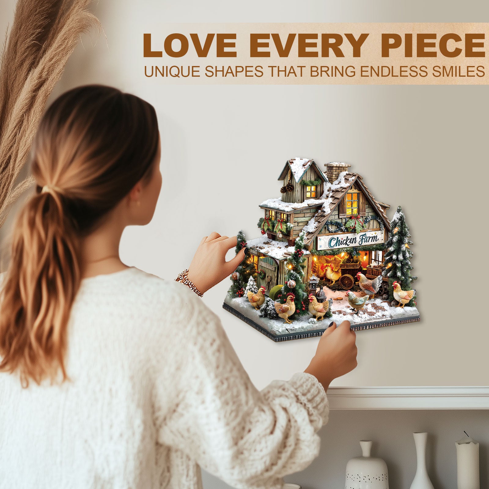 Merry Chickmas Wooden Jigsaw Puzzles - Aeekdook