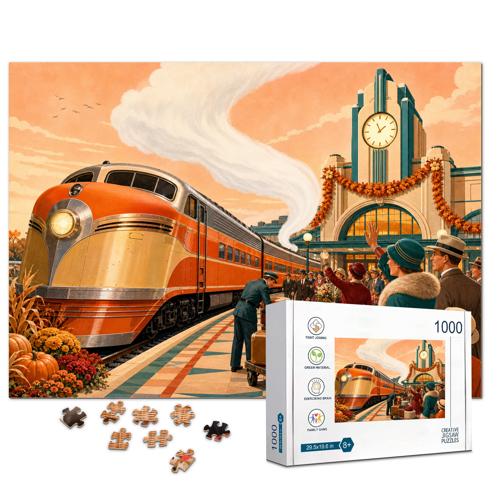Art Deco Harvest Express 1000 Piece Puzzle - puzzle product view