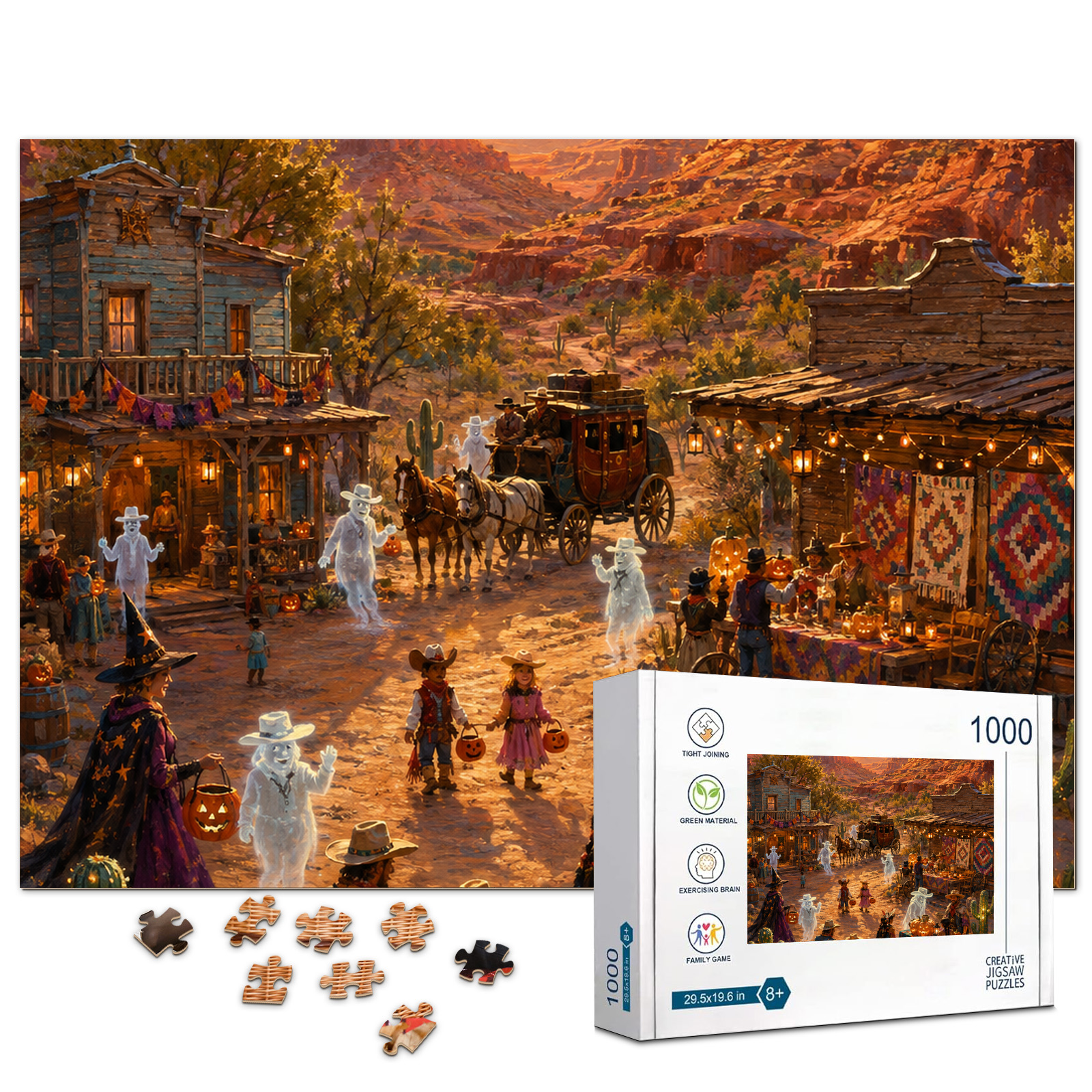 Sunset Halloween Ghost Town Jigsaw Puzzle - puzzle product view