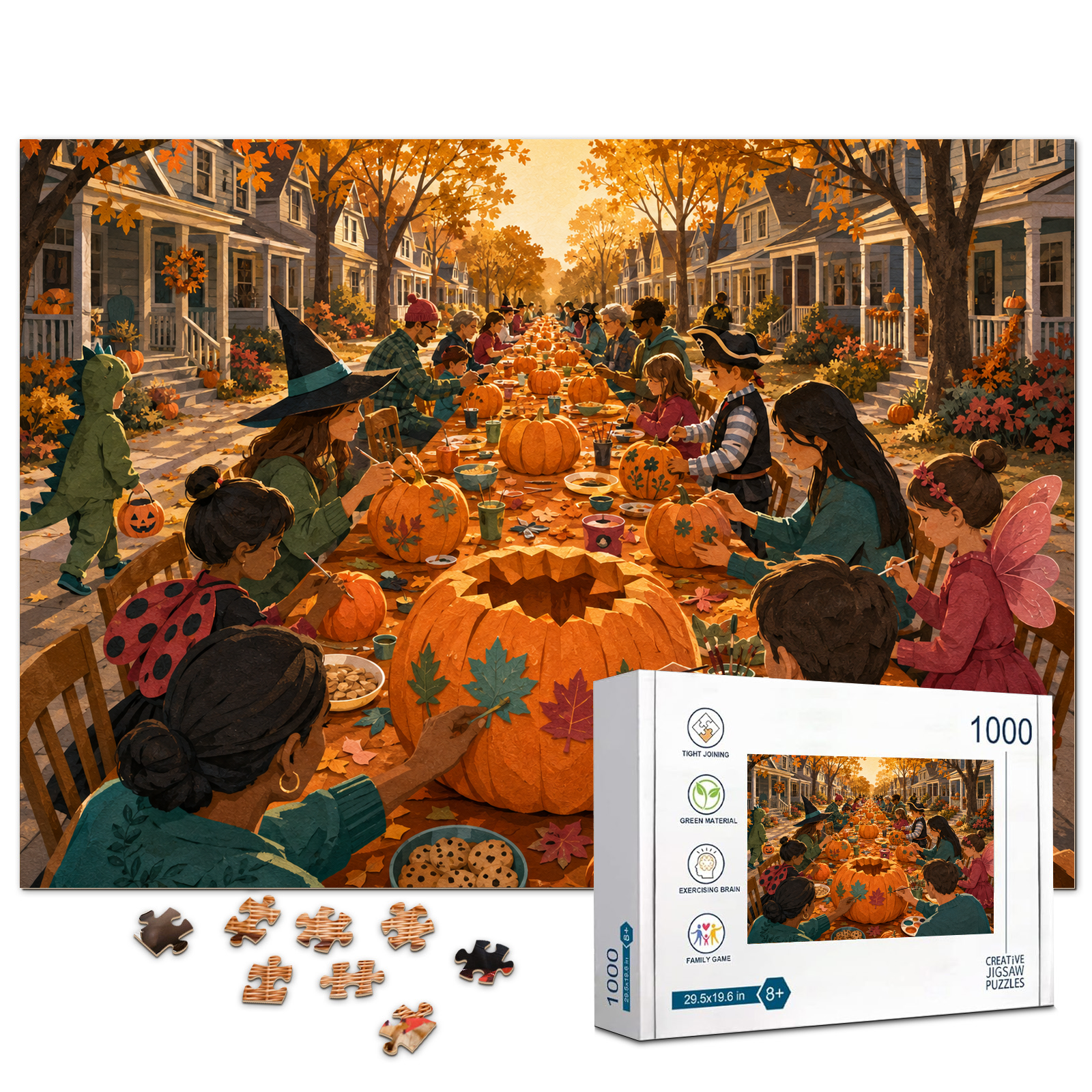 Pumpkin Decorating Party 1000 Piece Puzzle - puzzle product view