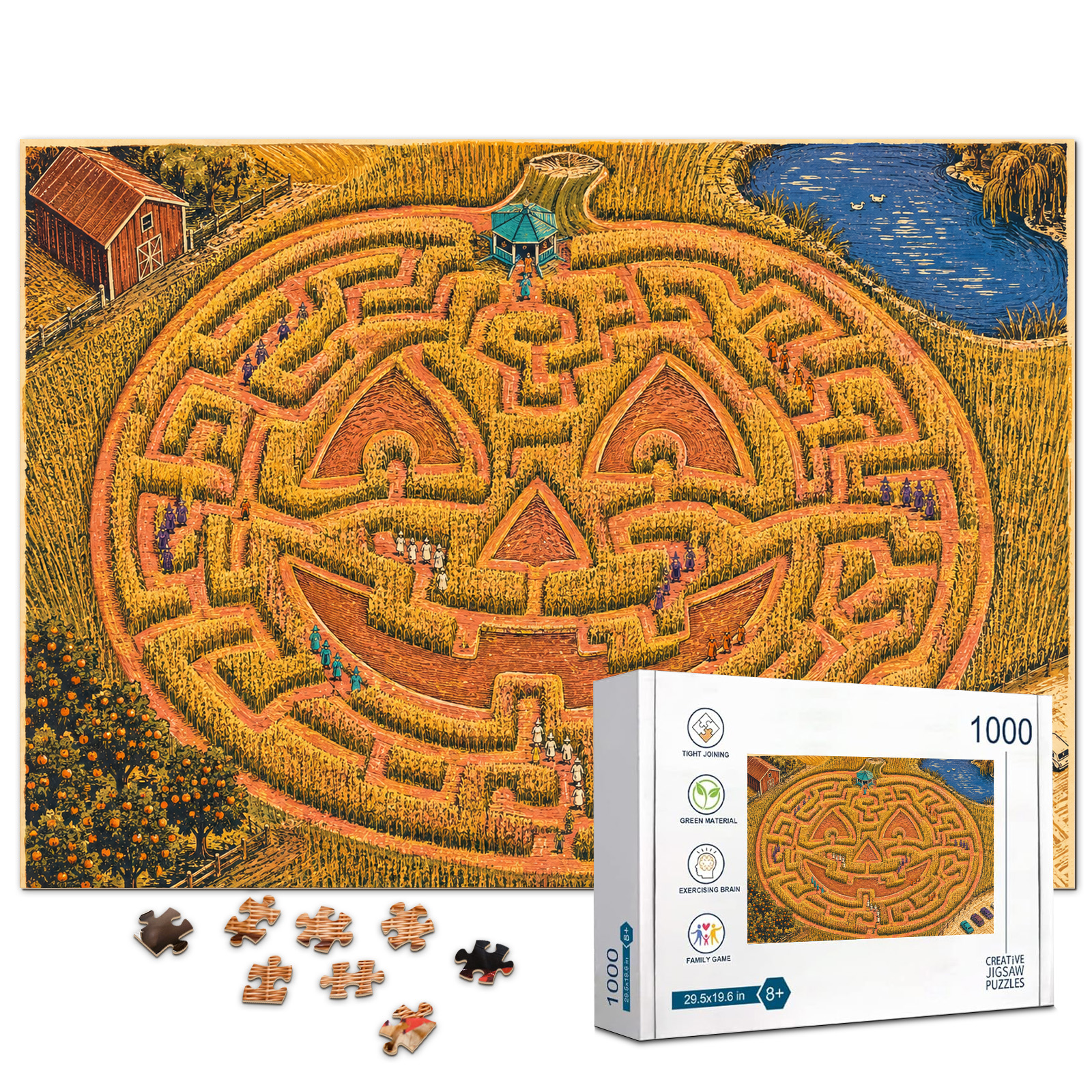 Pumpkin Corn Maze 1000 Piece Halloween Puzzle - puzzle product view