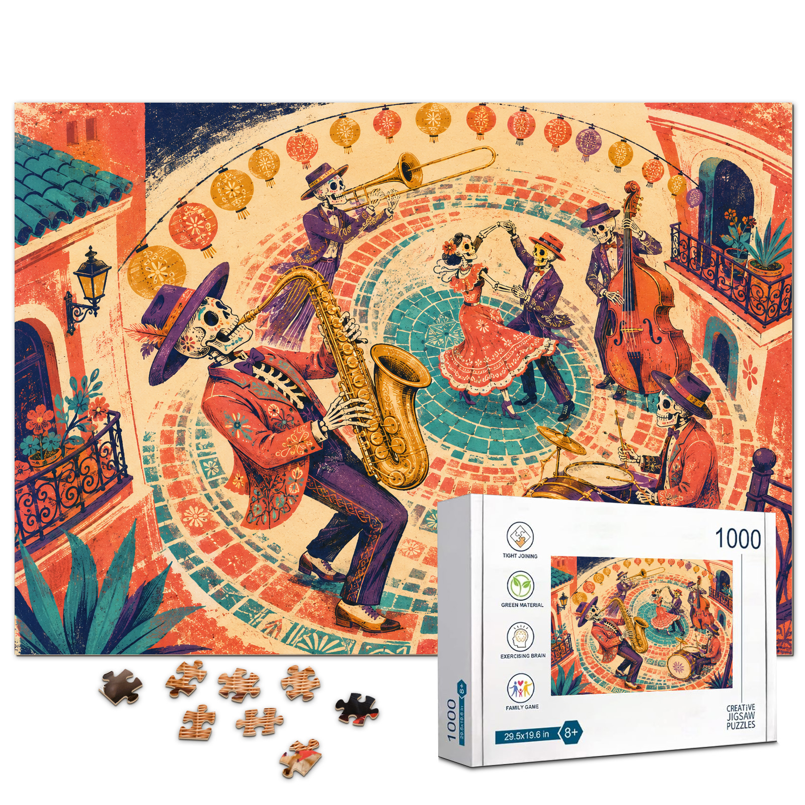 Skeleton Jazz Festival 1000 Piece Puzzle - puzzle product view