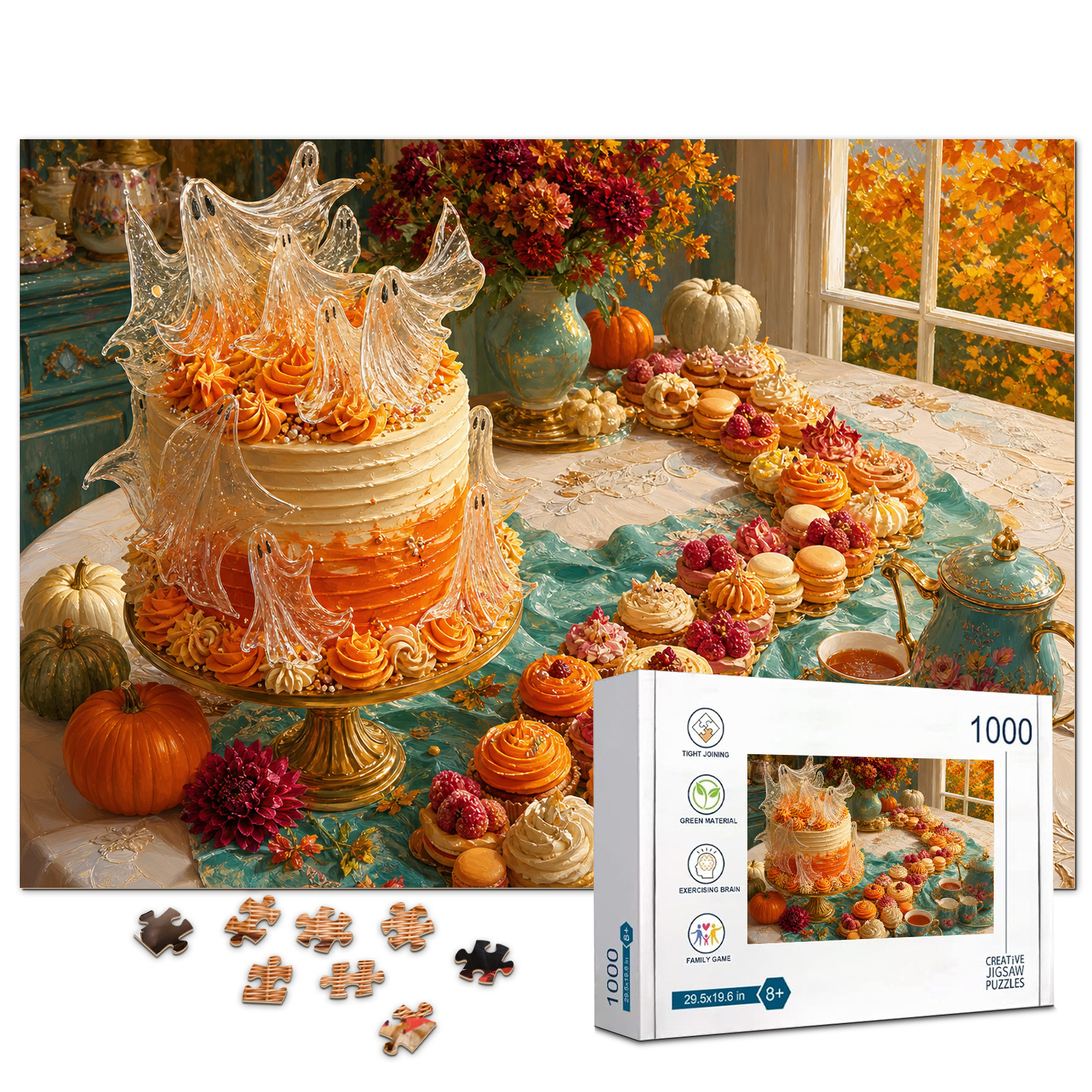 Pumpkin Spice Ghost Cake 1000 Piece Puzzle - puzzle product view