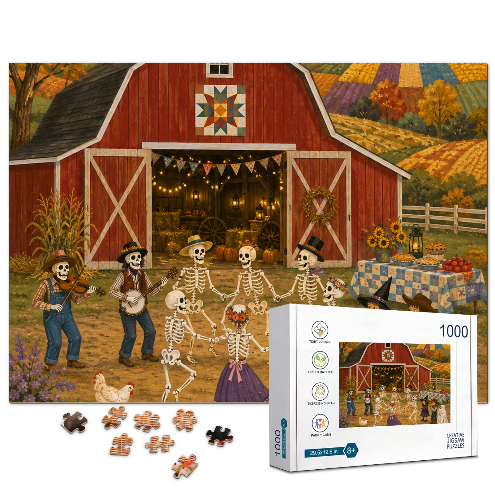 Harvest Barn Dance Halloween Jigsaw Puzzle - puzzle product view