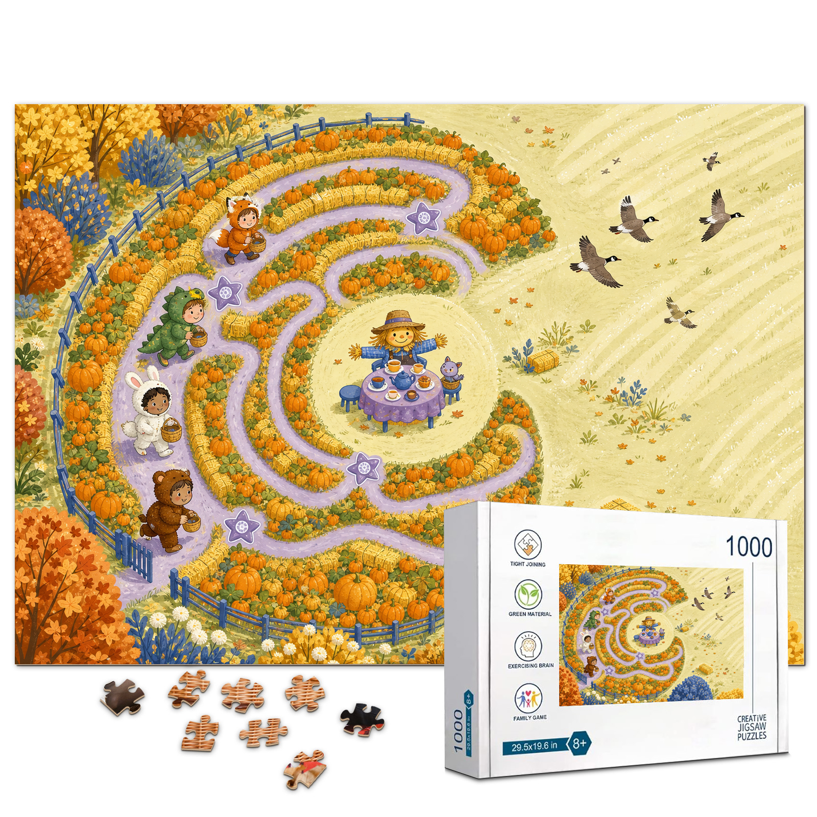 Crescent Pumpkin Maze 1000 Piece Puzzle - puzzle product view