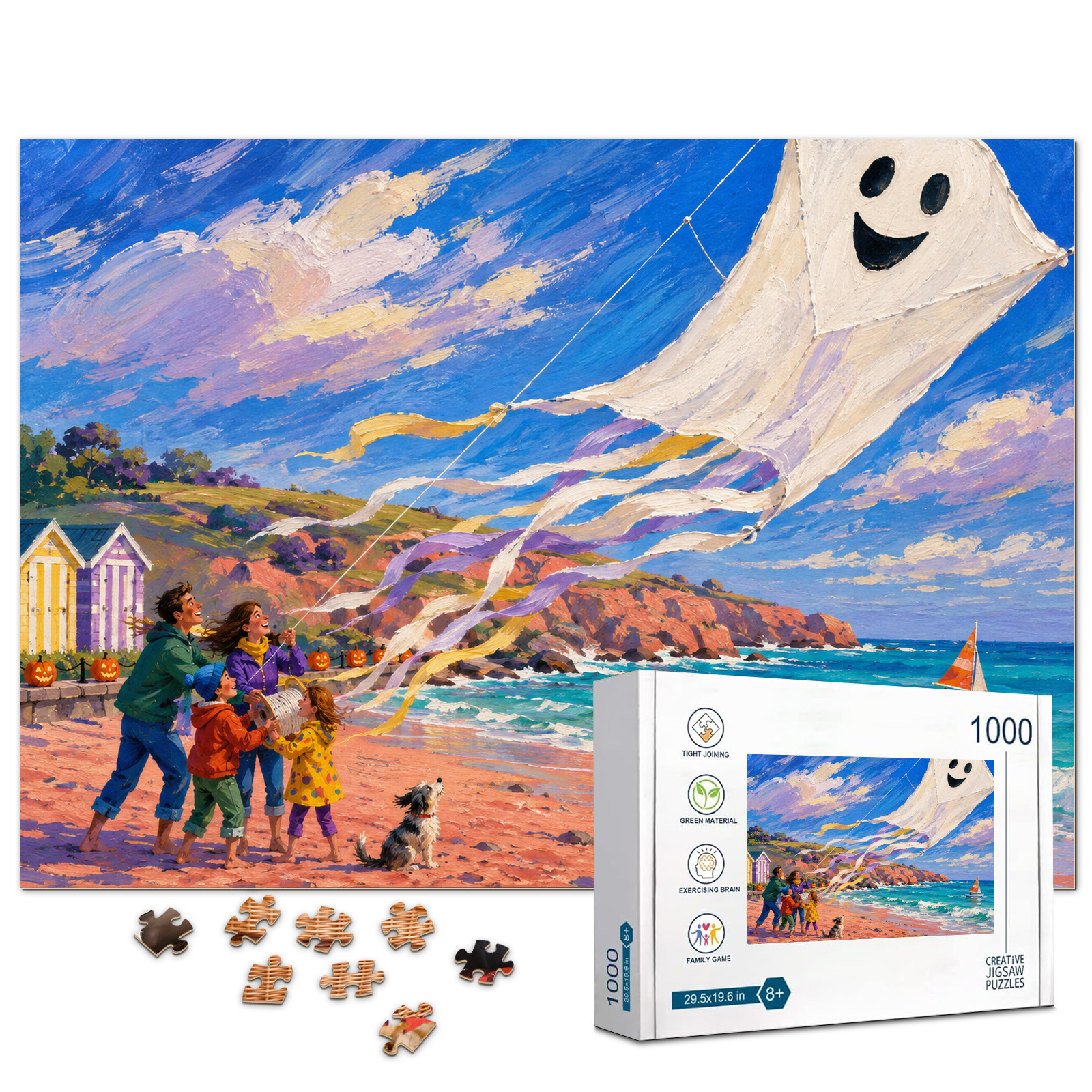 Giant Ghost Kite Halloween 1000 Piece Puzzle - puzzle product view