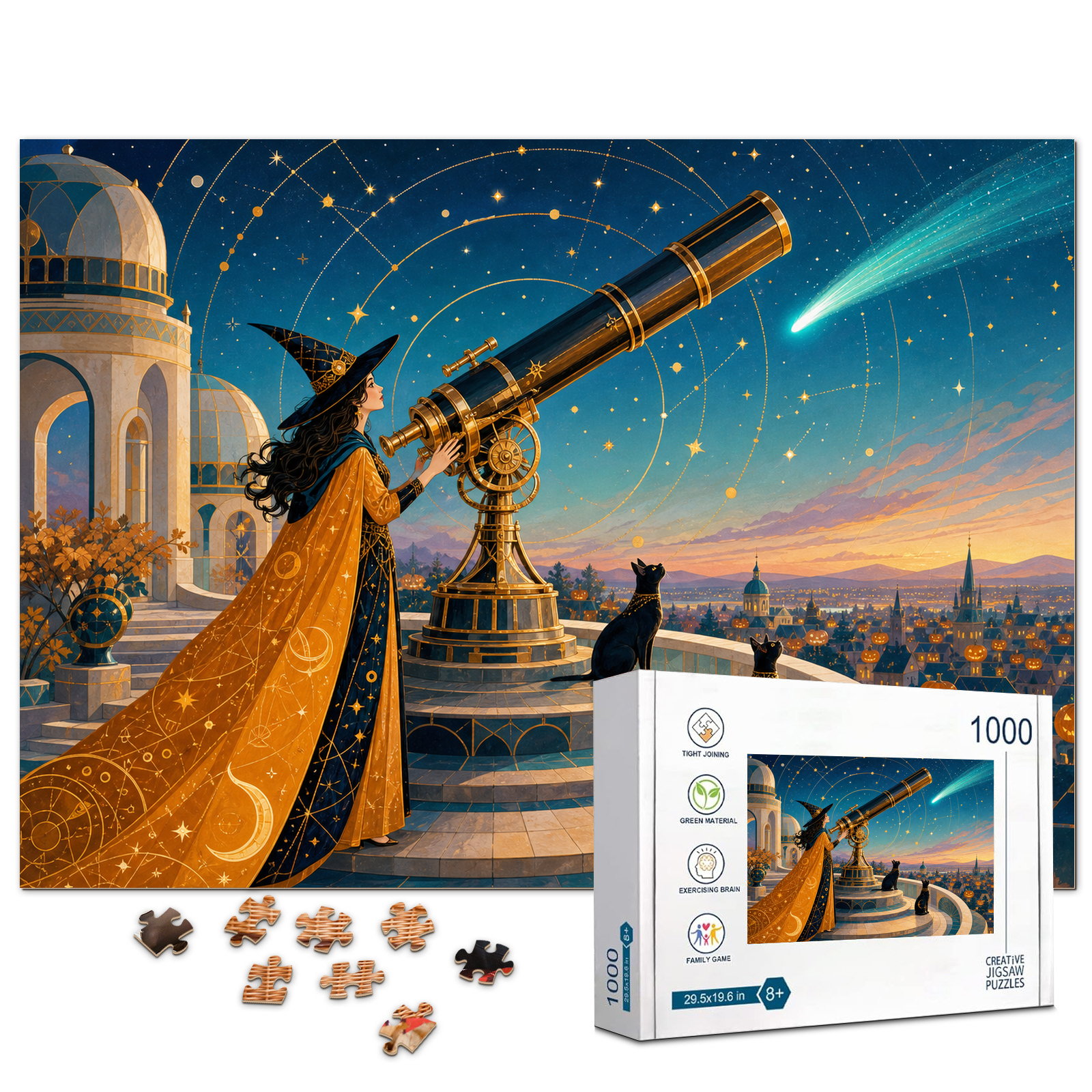 Art Deco Witch Observatory 1000 Piece Puzzle - puzzle product view