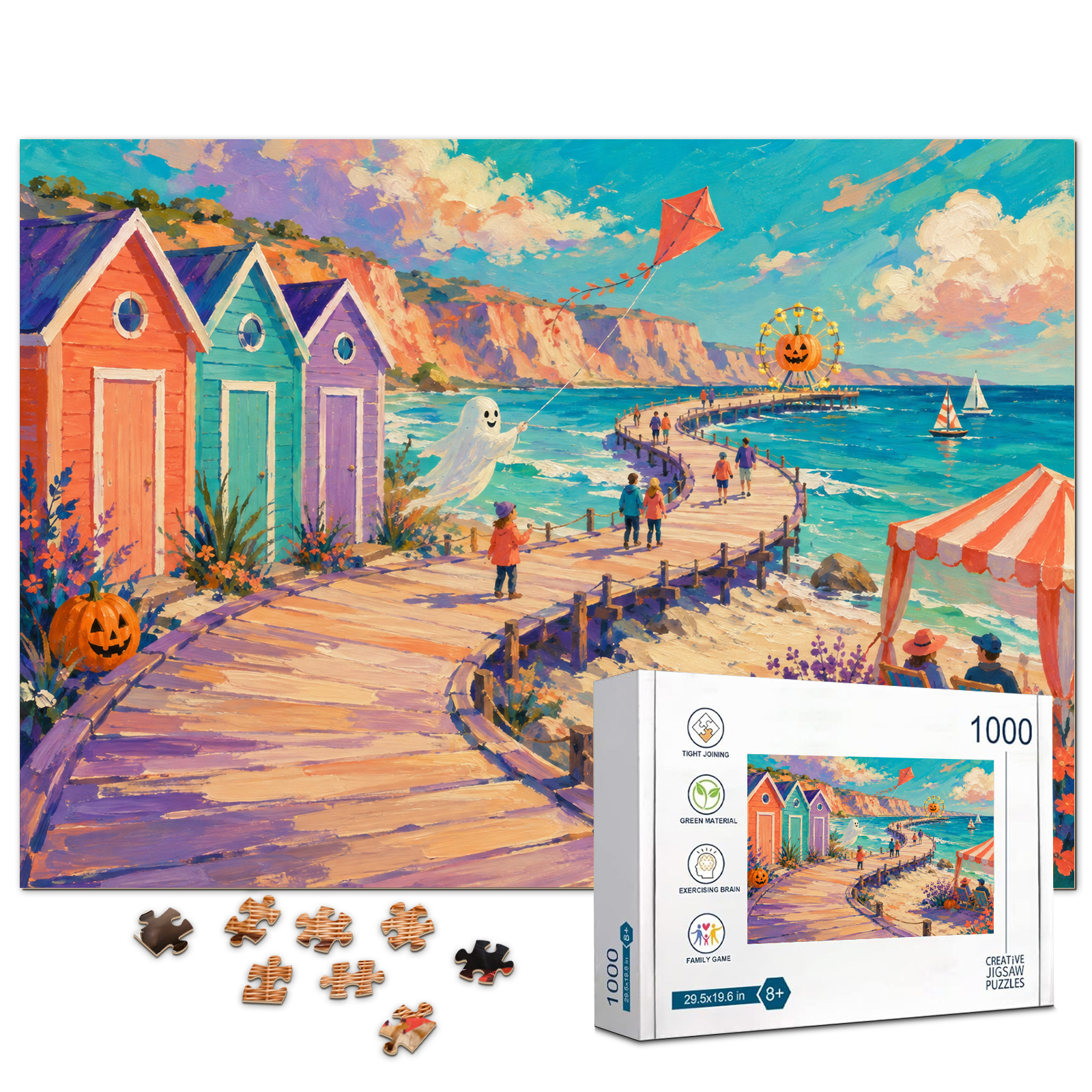 Seaside Boardwalk Halloween 1000 Piece Puzzle - puzzle product view