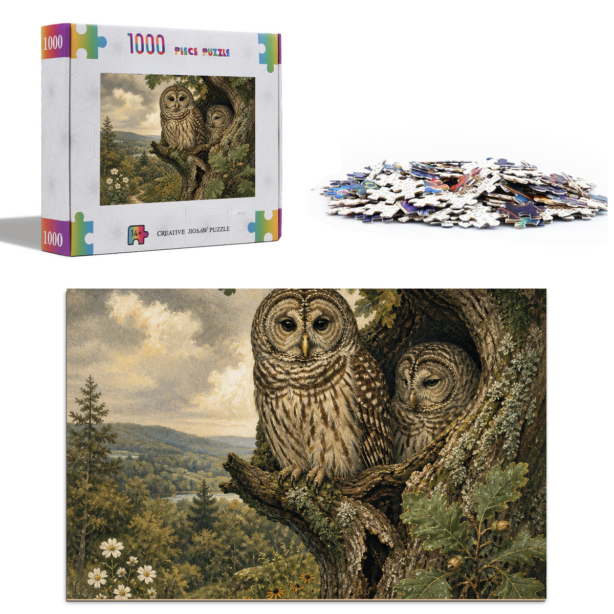 Rain-Washed Owls Portrait Puzzle - puzzle product view