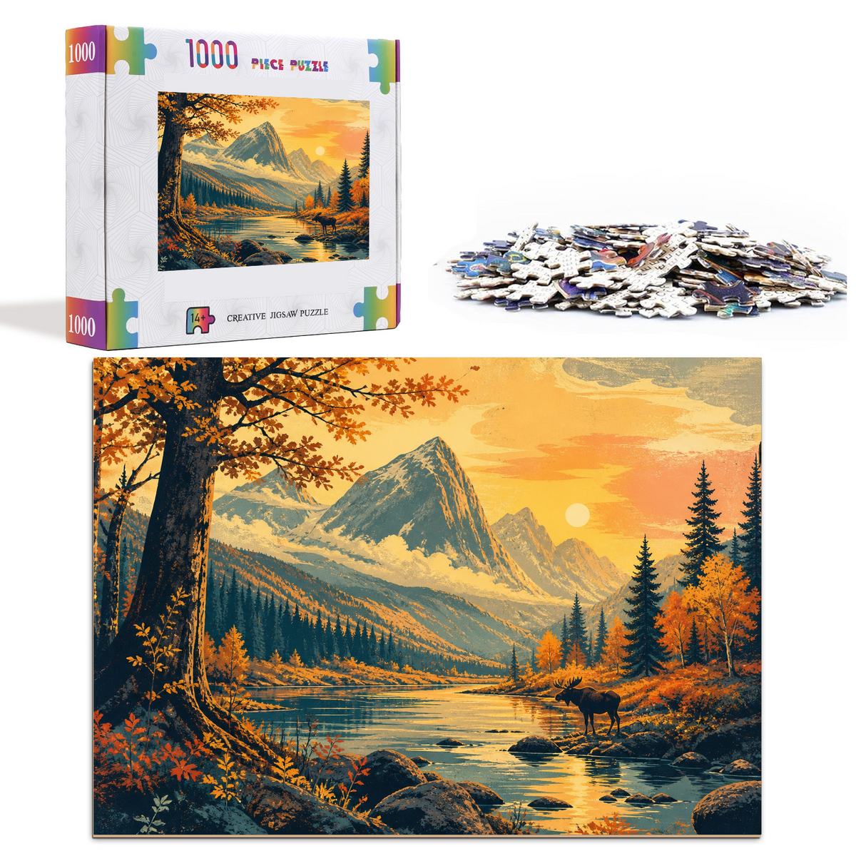 Golden-Hour Autumn Woodland Landscape Puzzle - puzzle product view