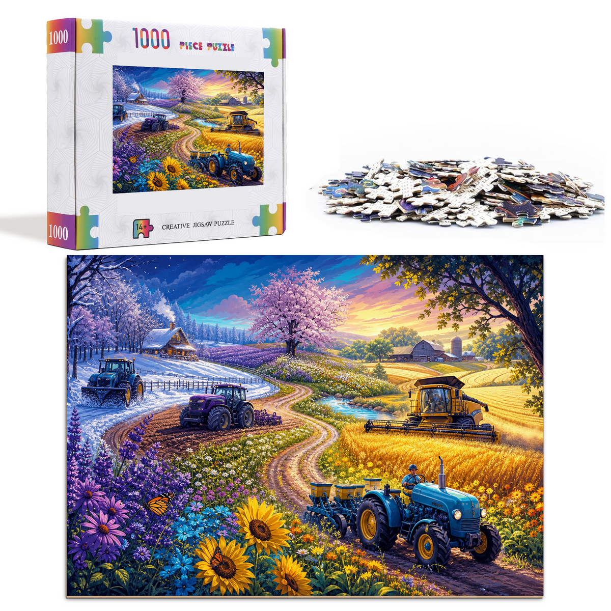 Wildflower Farm Machine Seasons Landscape Puzzle - puzzle product view