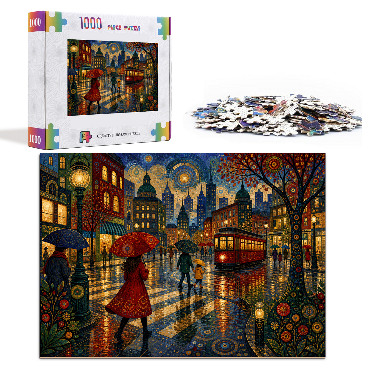 Enchanted Rainy Metropolis Crossing Landscape Puzzle - puzzle product view
