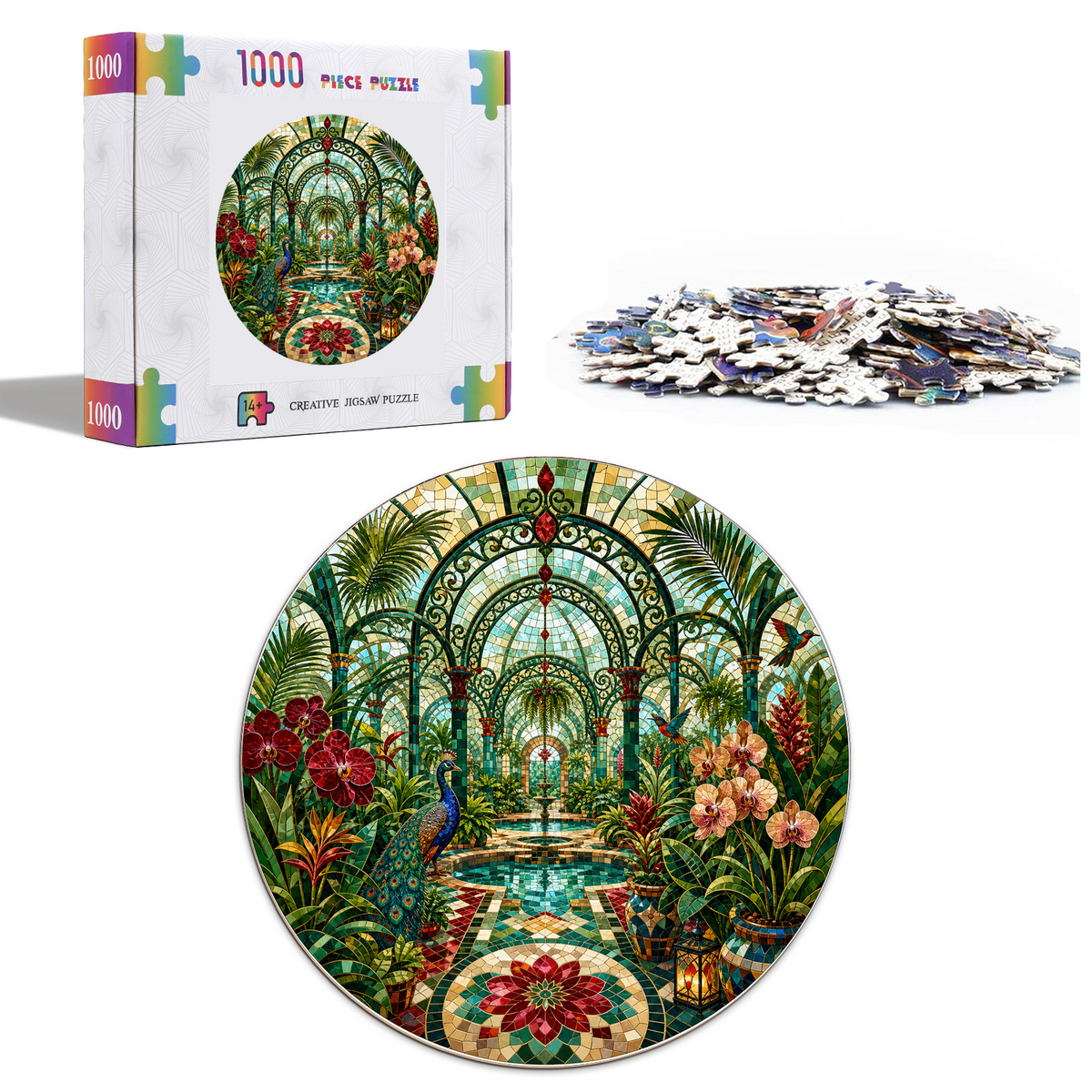 Emerald Botanical Greenhouse Maze Round Puzzle - puzzle product view