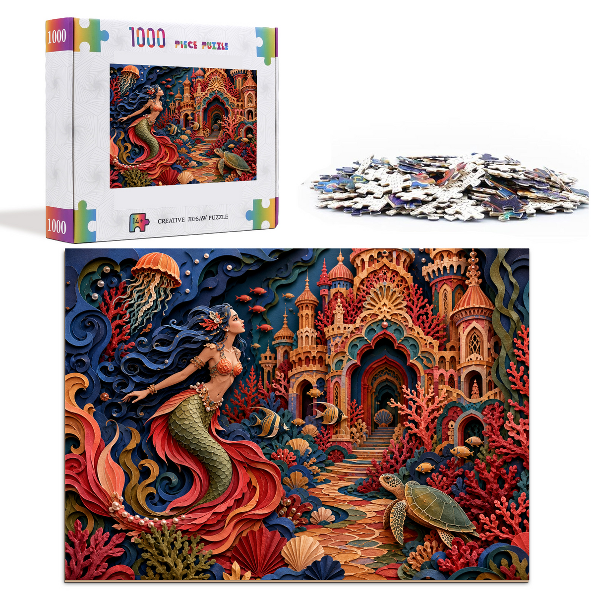 Aurora Mermaid Coral Palace Landscape Puzzle - puzzle product view