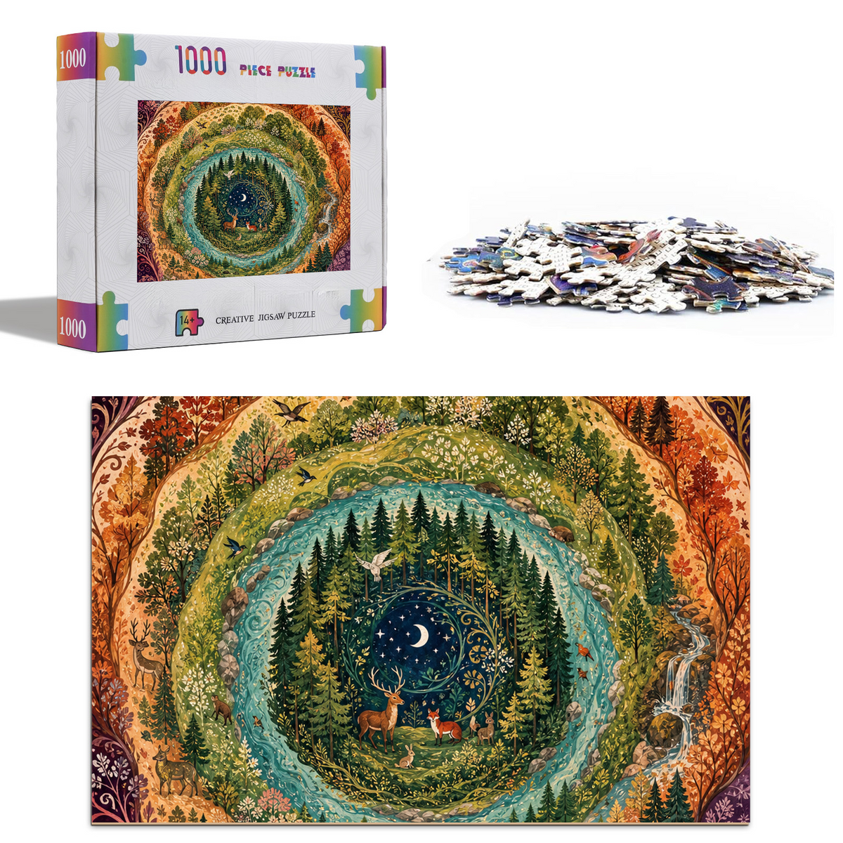 Starlit Forest Ring Pattern Portrait Puzzle - puzzle product view
