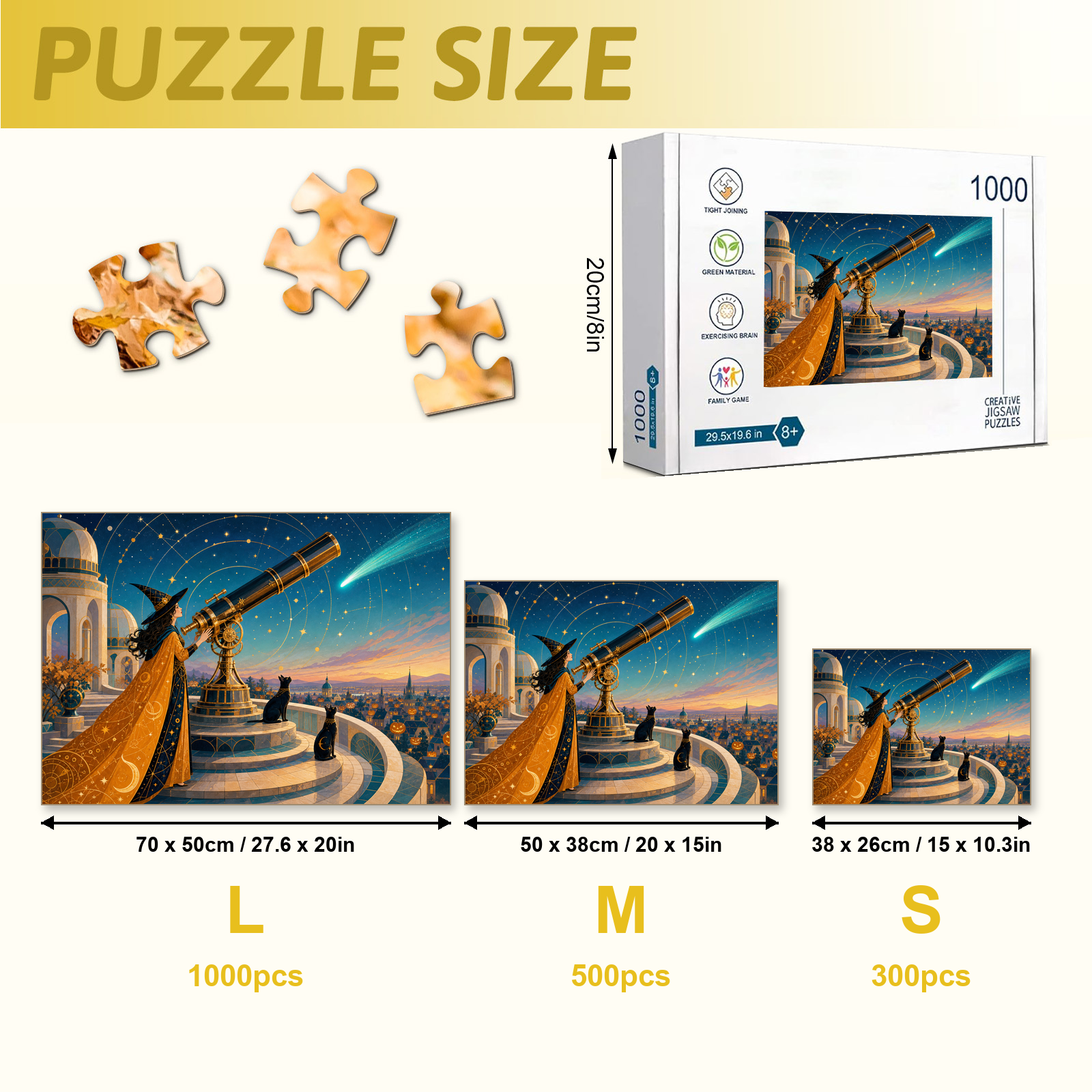 Art Deco Witch Observatory 1000 Piece Puzzle - puzzle detail view