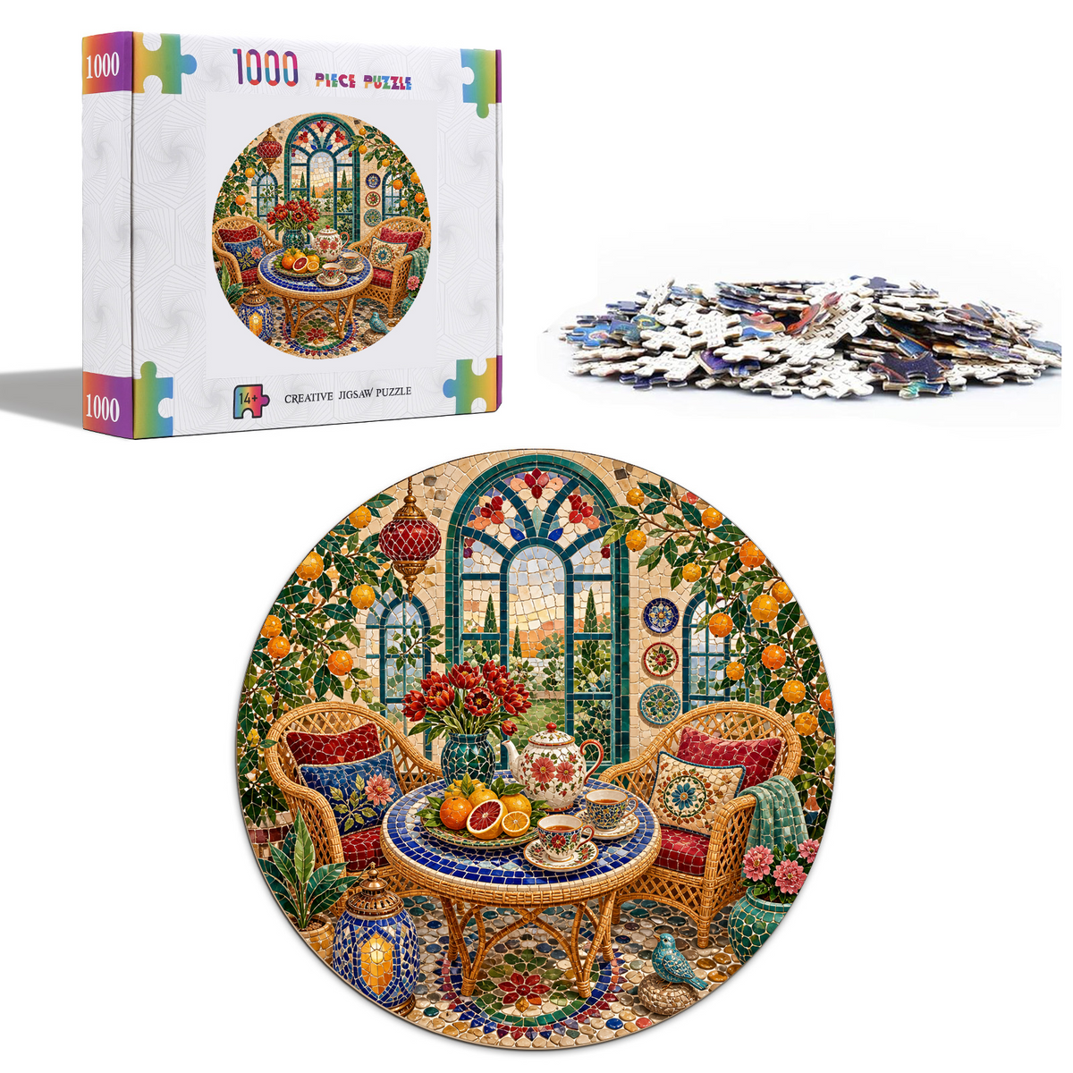 Velvet Sunroom Tea Corner Round Puzzle - puzzle product view
