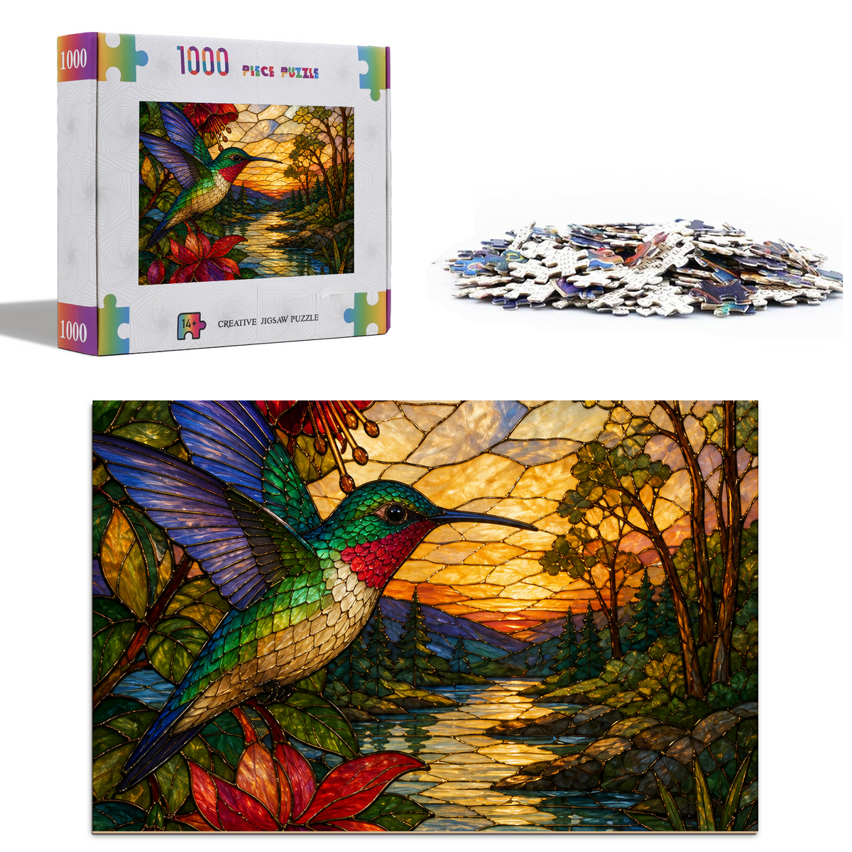 Luminous Hummingbirds Portrait Puzzle - puzzle product view