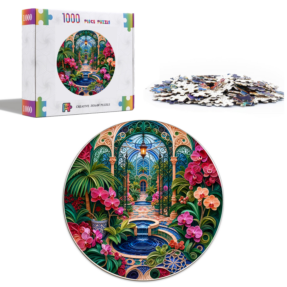 Twilight Botanical Greenhouse Maze Round Puzzle - puzzle product view