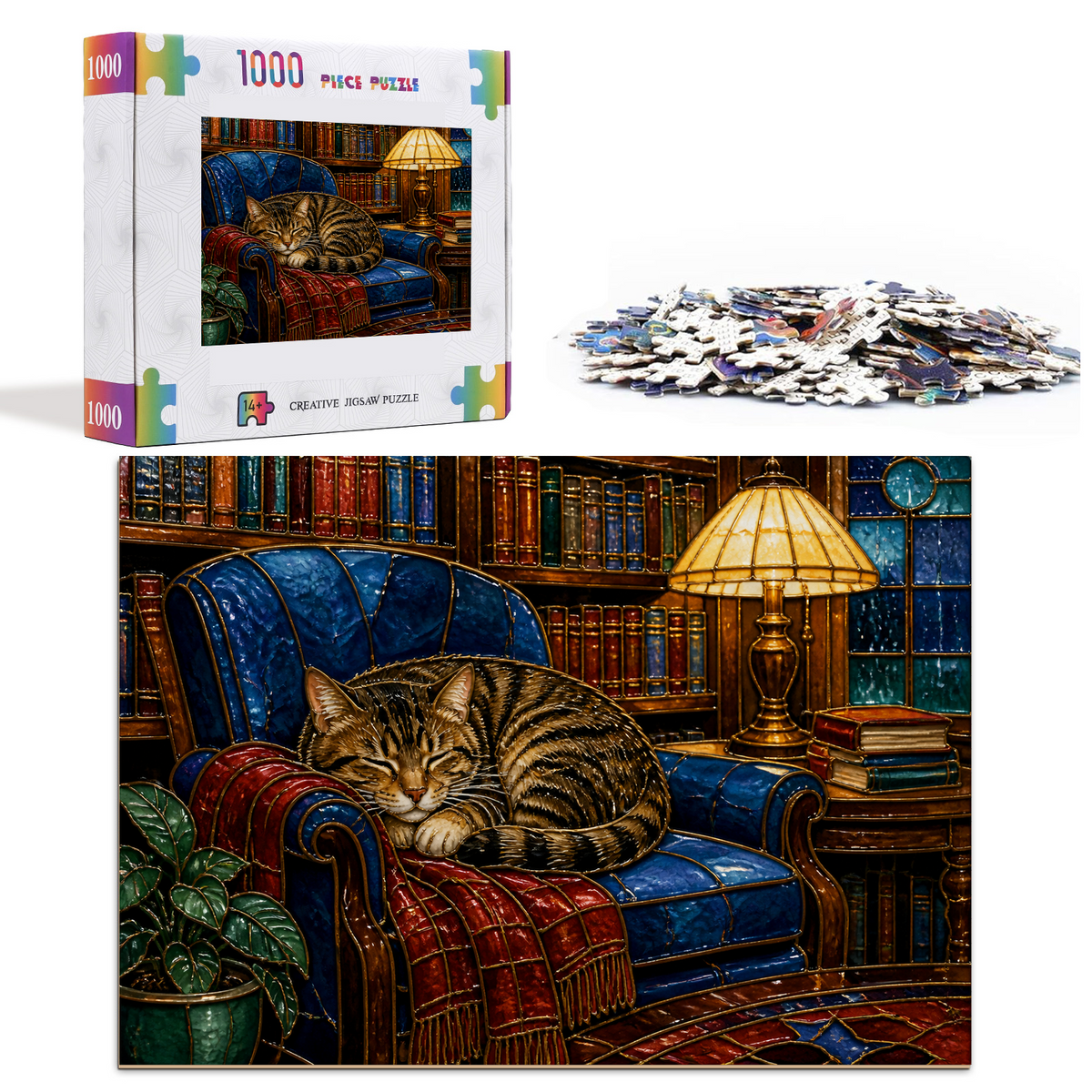 Story-Rich Library Cat Landscape Puzzle - puzzle product view