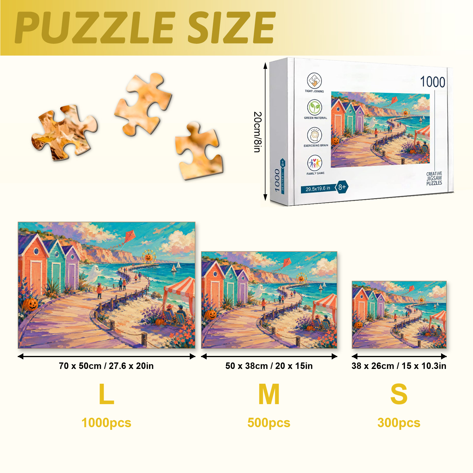 Seaside Boardwalk Halloween 1000 Piece Puzzle - puzzle detail view