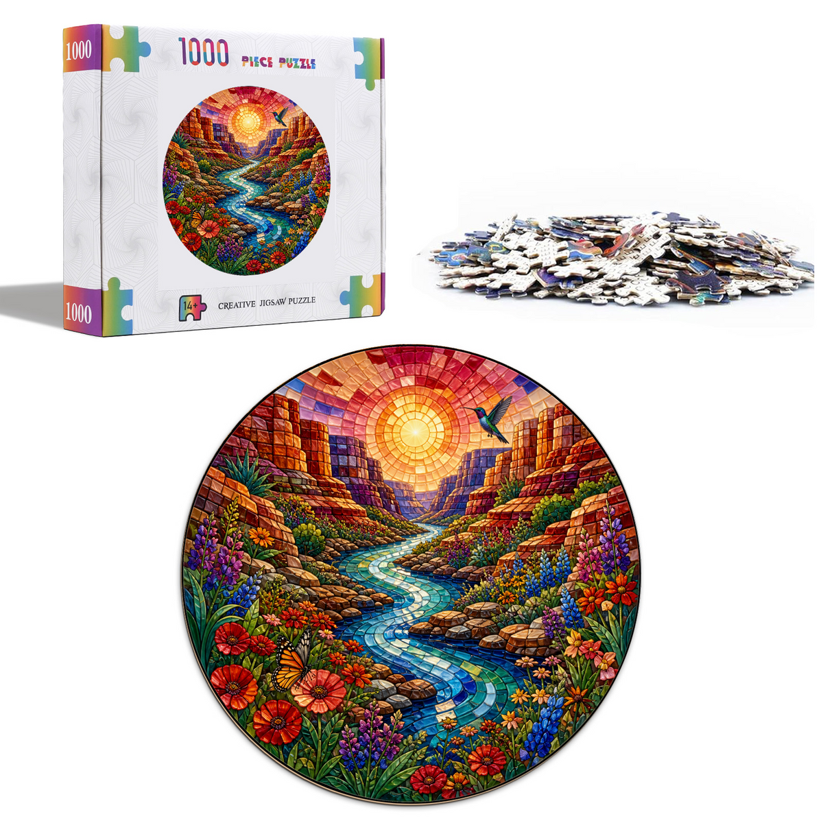 Honeyed Wildflower Canyon River Round Puzzle - puzzle product view