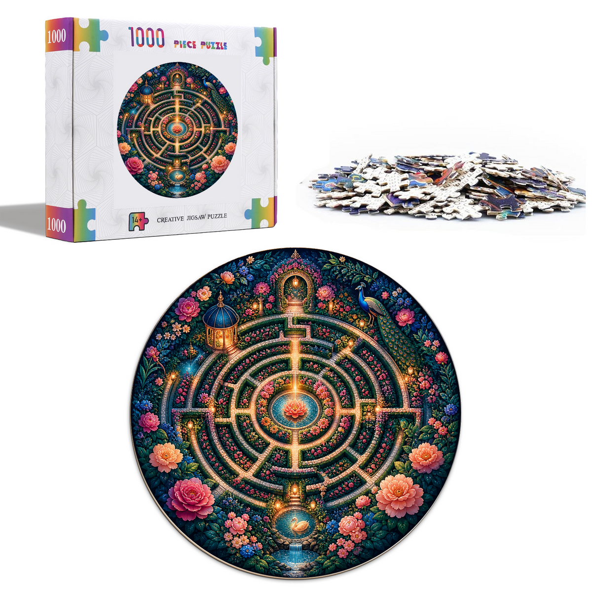 Velvet Floral Labyrinth Round Puzzle - puzzle product view