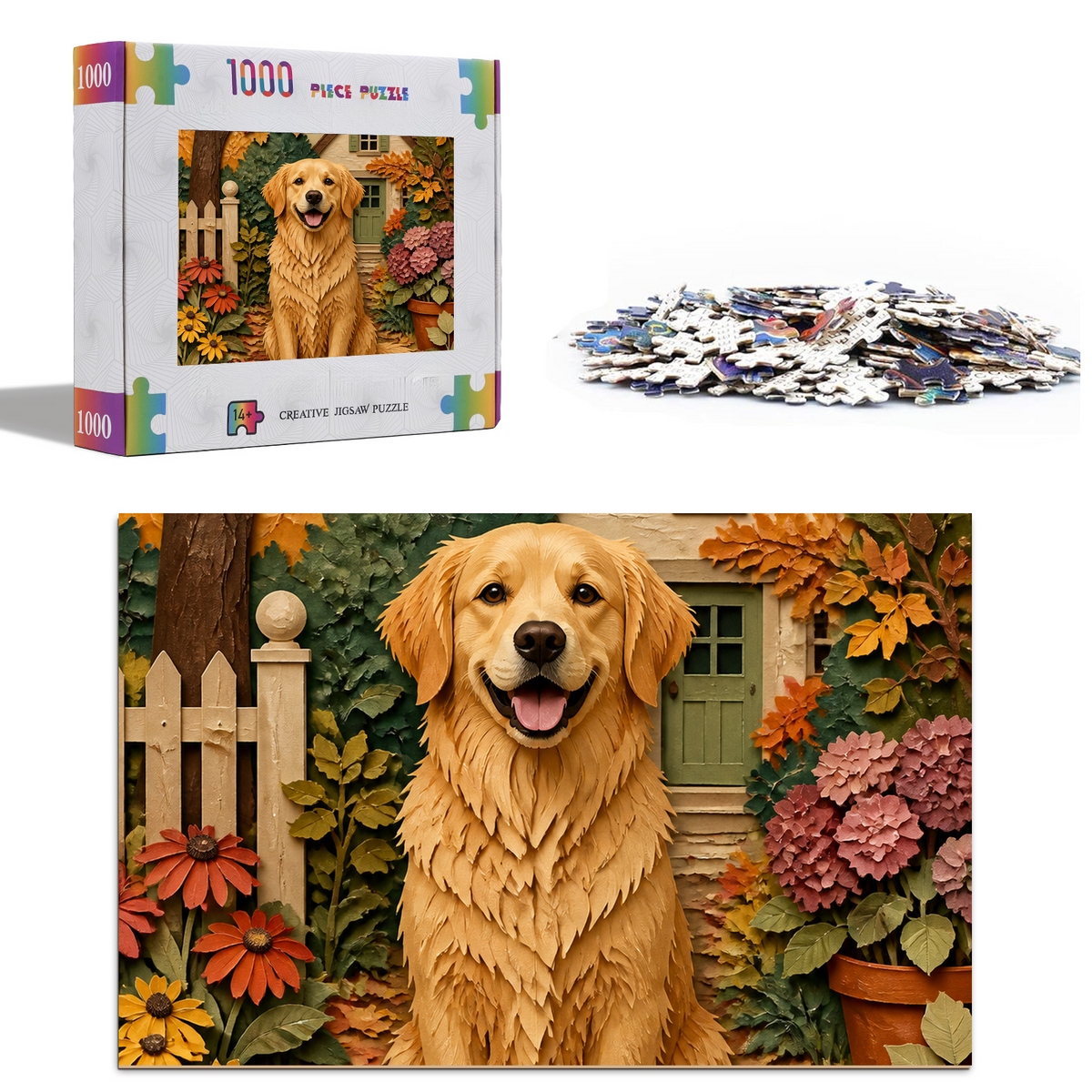 Story-Rich Golden Retriever Portrait Puzzle - puzzle product view