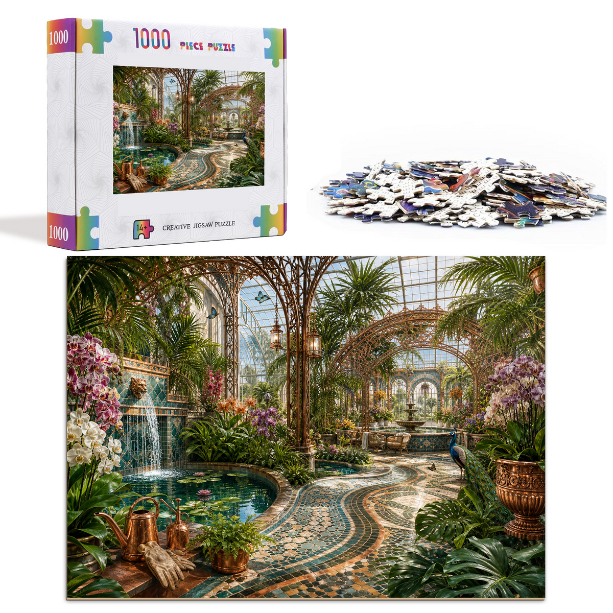 Rainwashed Botanical Greenhouse Maze Landscape Puzzle - puzzle product view