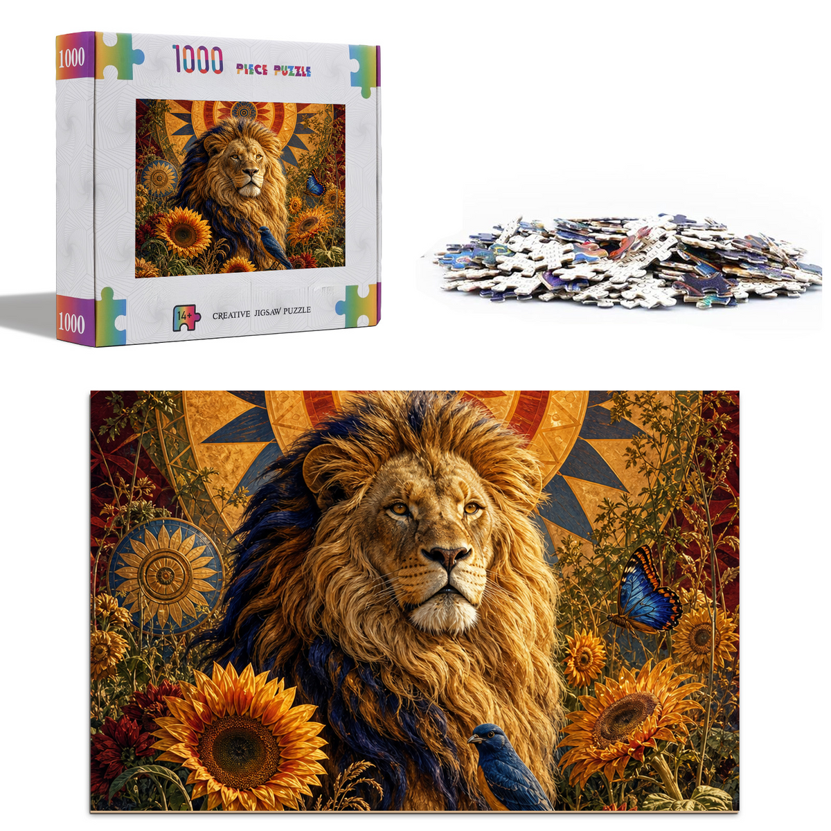 Sapphire Lion Sun Garden Portrait Puzzle - puzzle product view