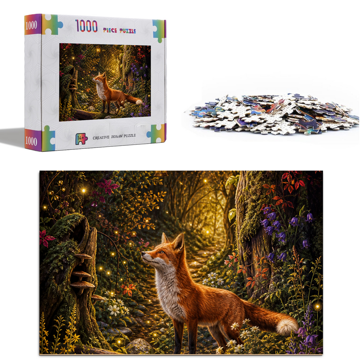 Amber Fox and Firefly Grove Portrait Puzzle - puzzle product view