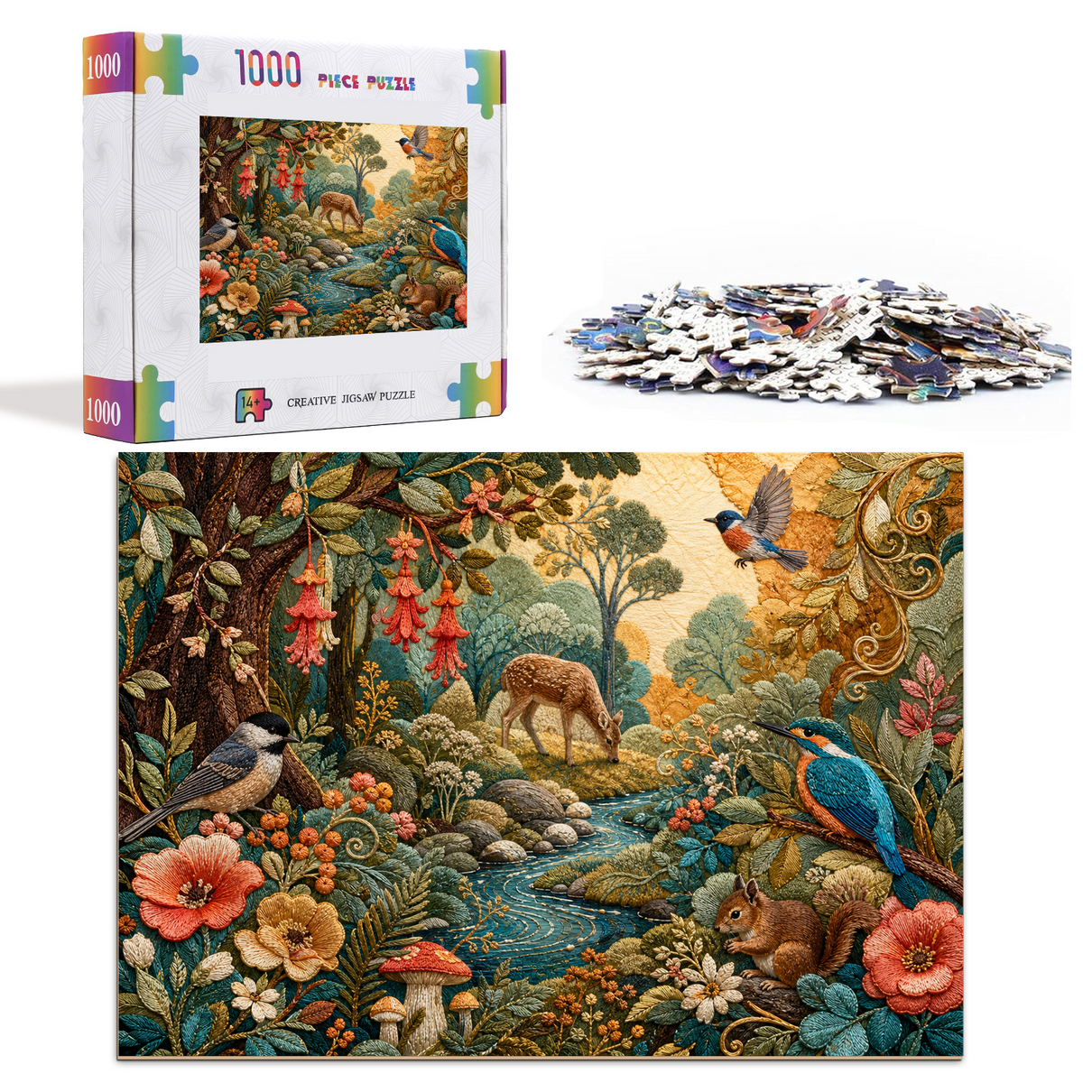 Hidden Embroidered Woodland Landscape Puzzle - puzzle product view