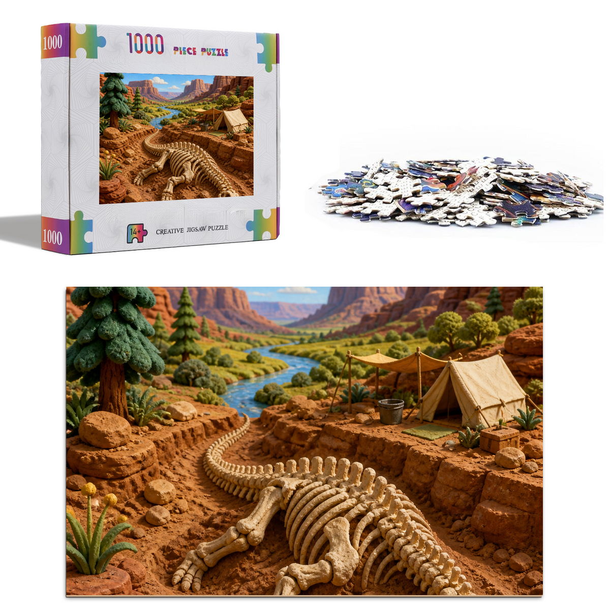 Sunlit Dinosaur Discovery Valley Soft 3d Storybook Portrait Puzzle - puzzle product view