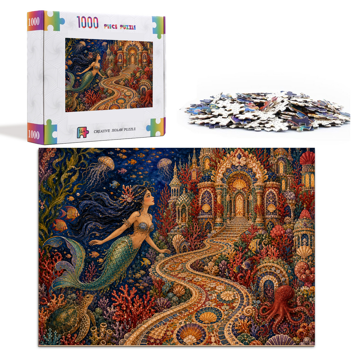 Starlit Mermaid Coral Palace Landscape Puzzle - puzzle product view