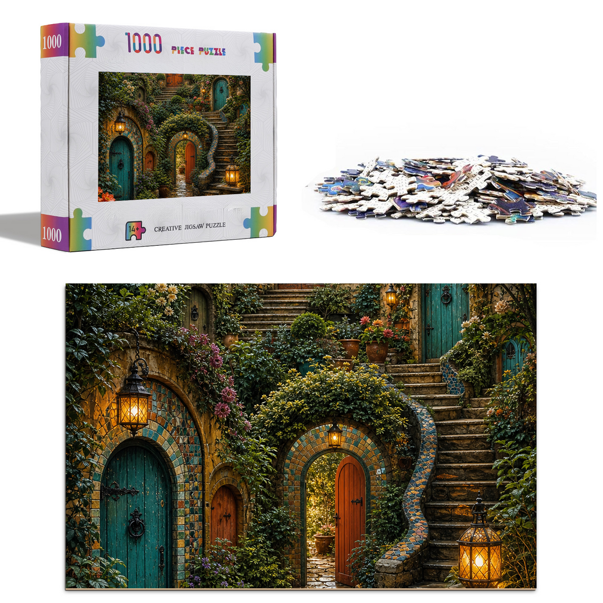Rainwashed Secret Garden Doors Portrait Puzzle - puzzle product view