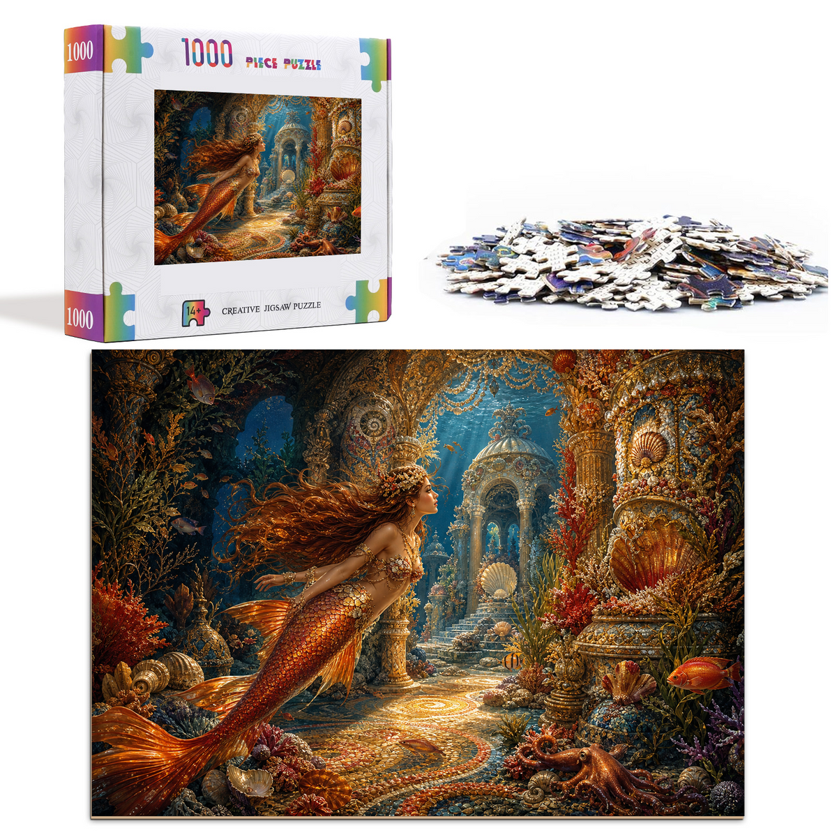 Amber Mermaid Coral Palace Landscape Puzzle - puzzle product view