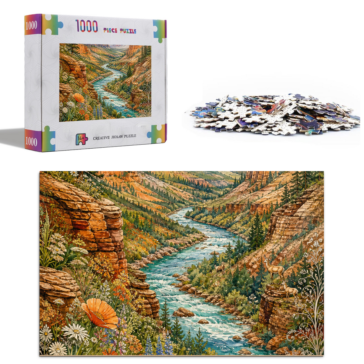 Amber Wildflower Canyon River 266 Portrait Puzzle - puzzle product view