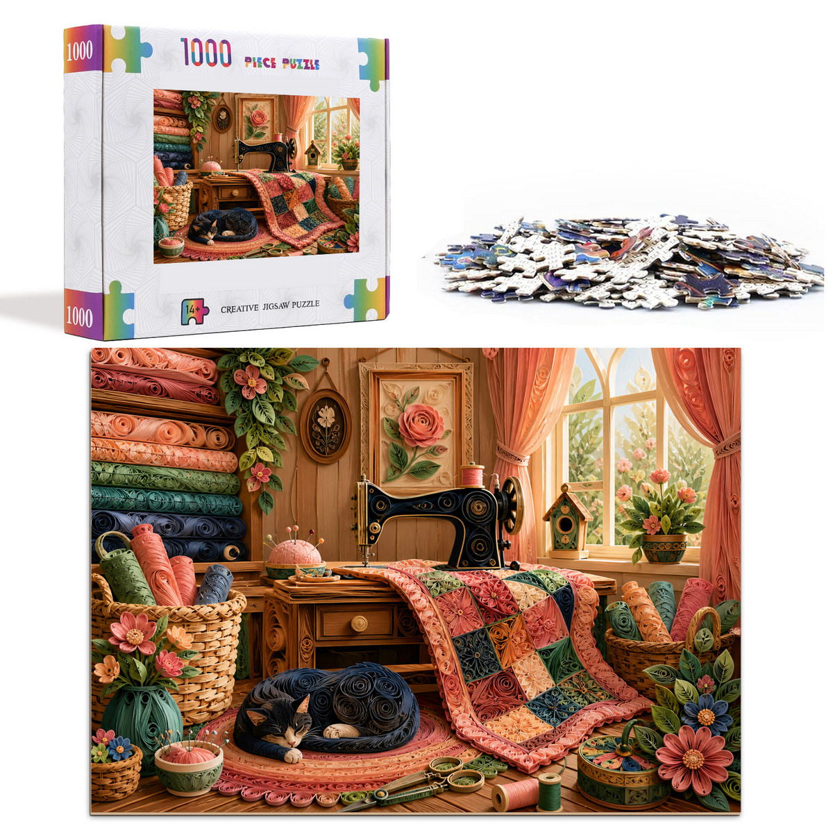 Whispering Cottage Sewing Room Landscape Puzzle - puzzle product view