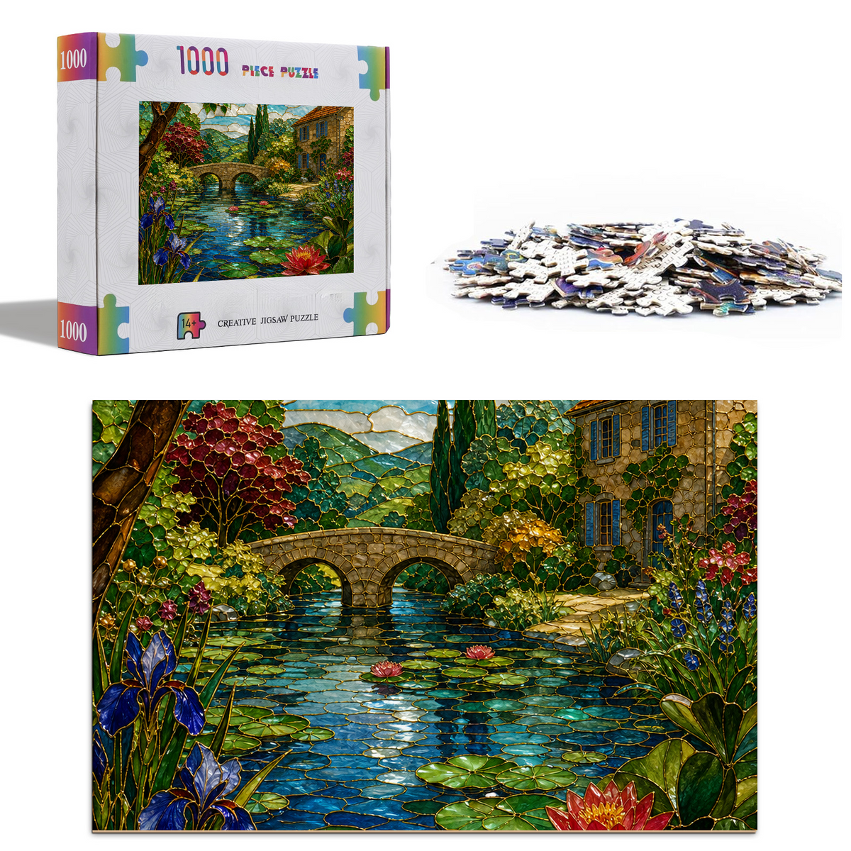Sunlit Water-Lily Pond Portrait Puzzle - puzzle product view
