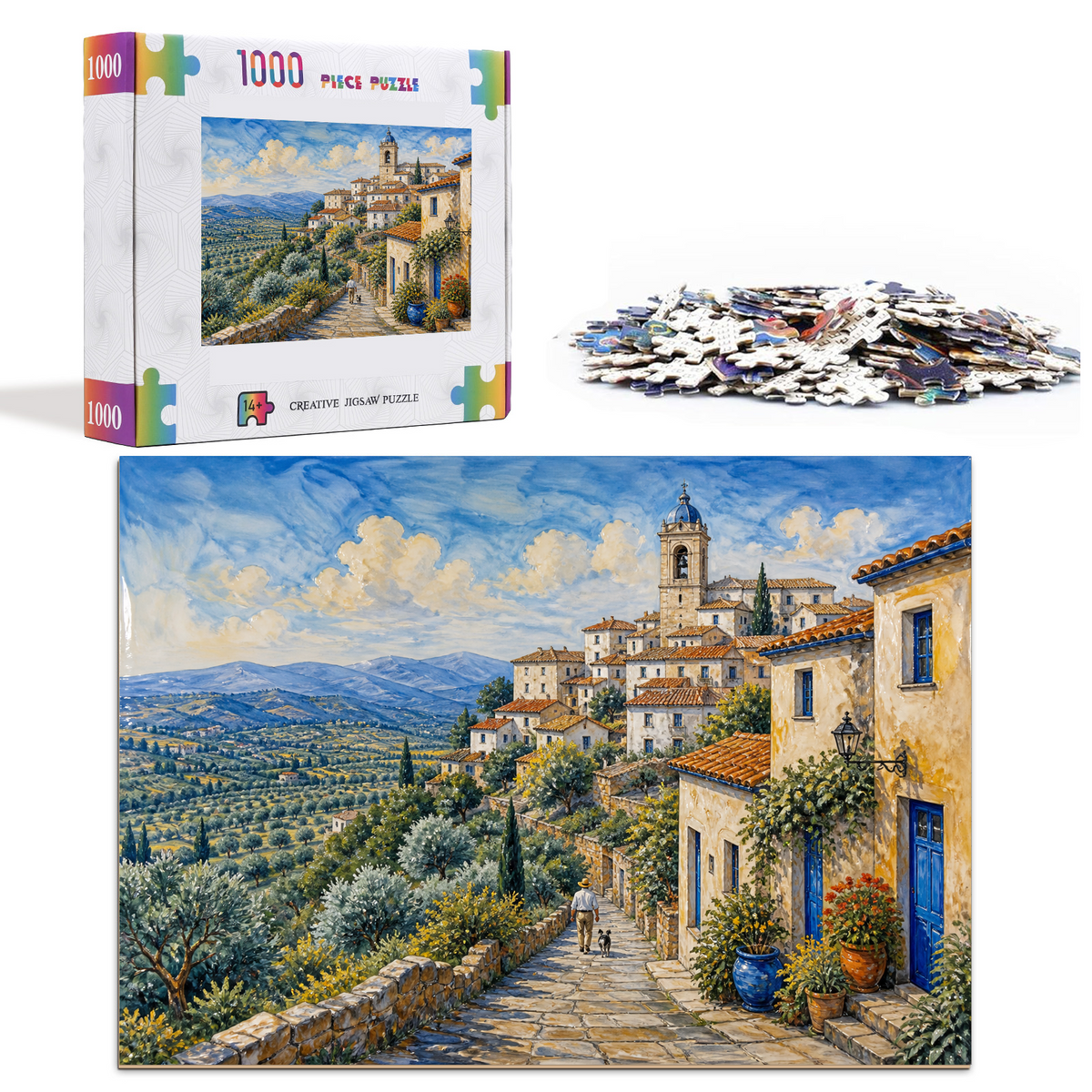 Quiet Hill Town Landscape Puzzle - puzzle product view