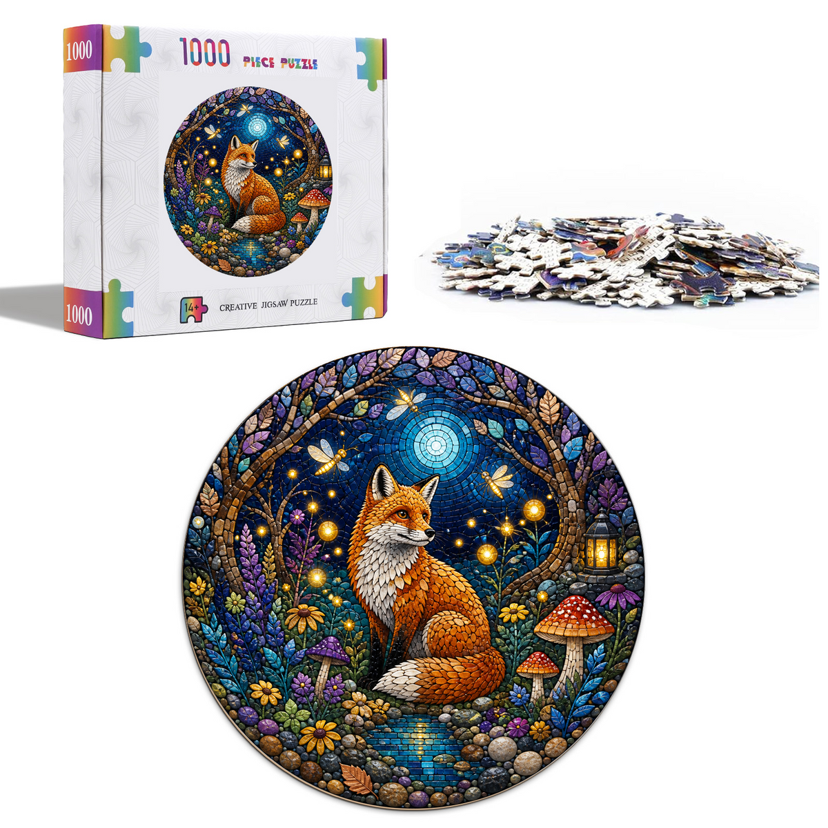 Copperleaf Fox and Firefly Grove Round Puzzle - puzzle product view